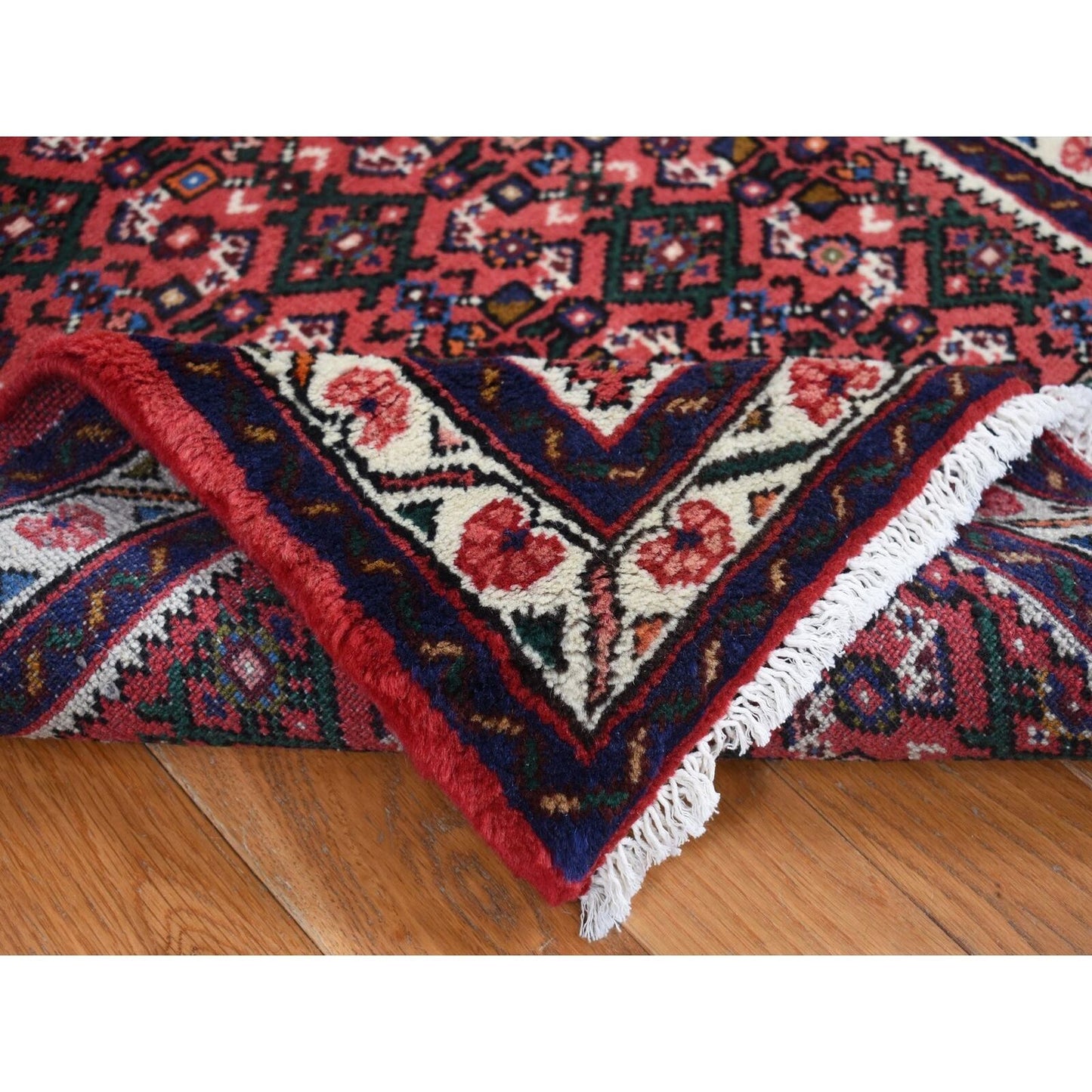 2'6"X10' Red New Zoroastrian Khamadan Design Wool Hand Knotted Runner Rug