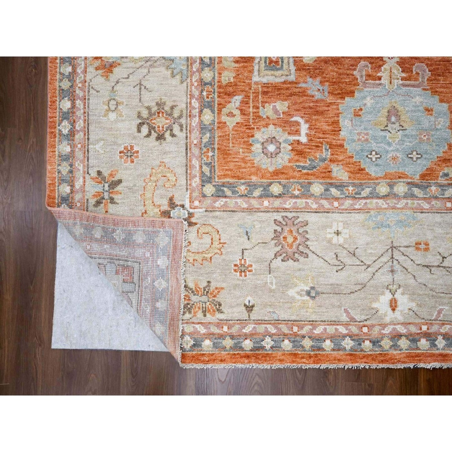 12'X17'8" Orange Wool Hand Knotted Oushak Design Oversize Oriental Rug