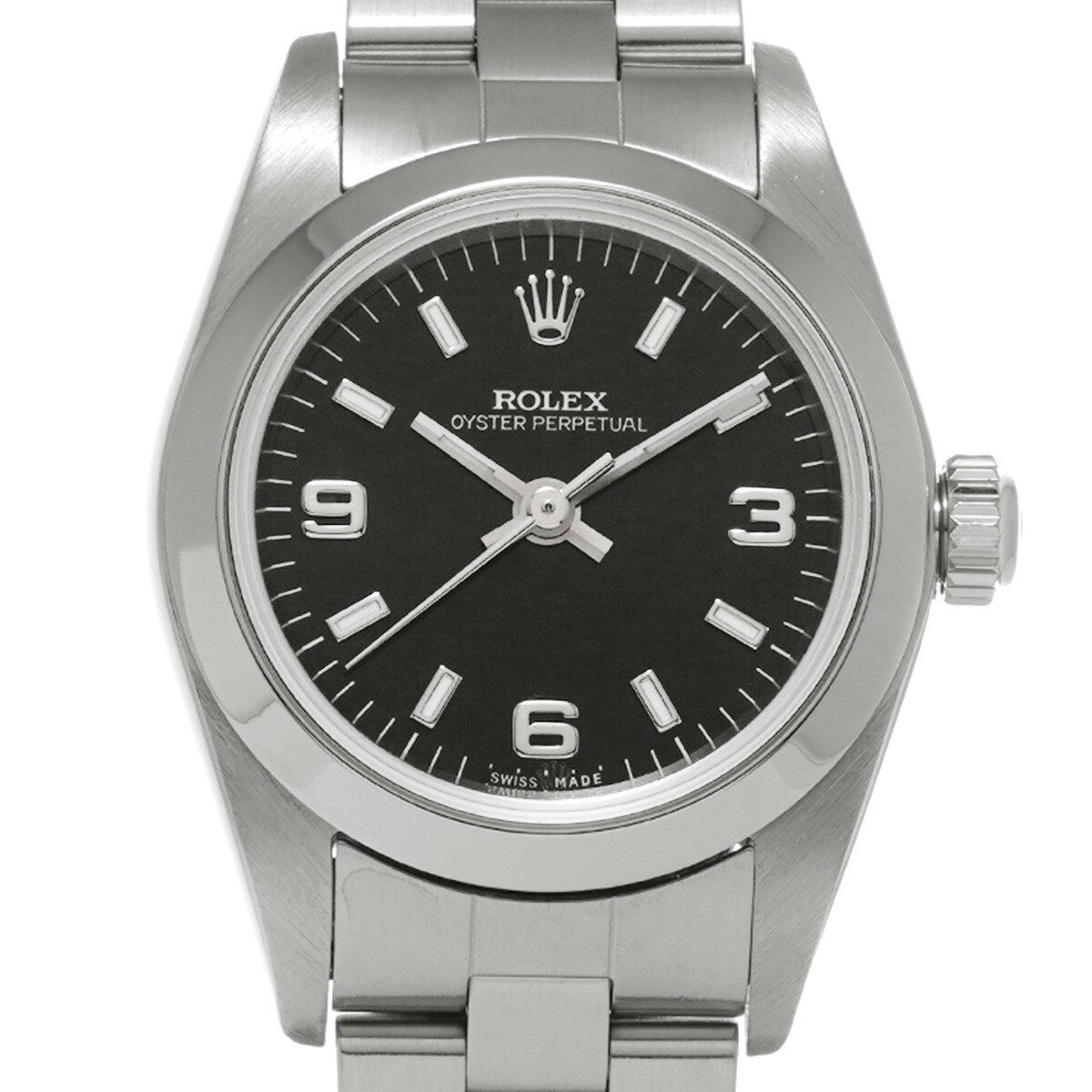 Rolex Oyster Perpetual 76080 Black Case Size 2424Mm Ladies Used Watch #711121