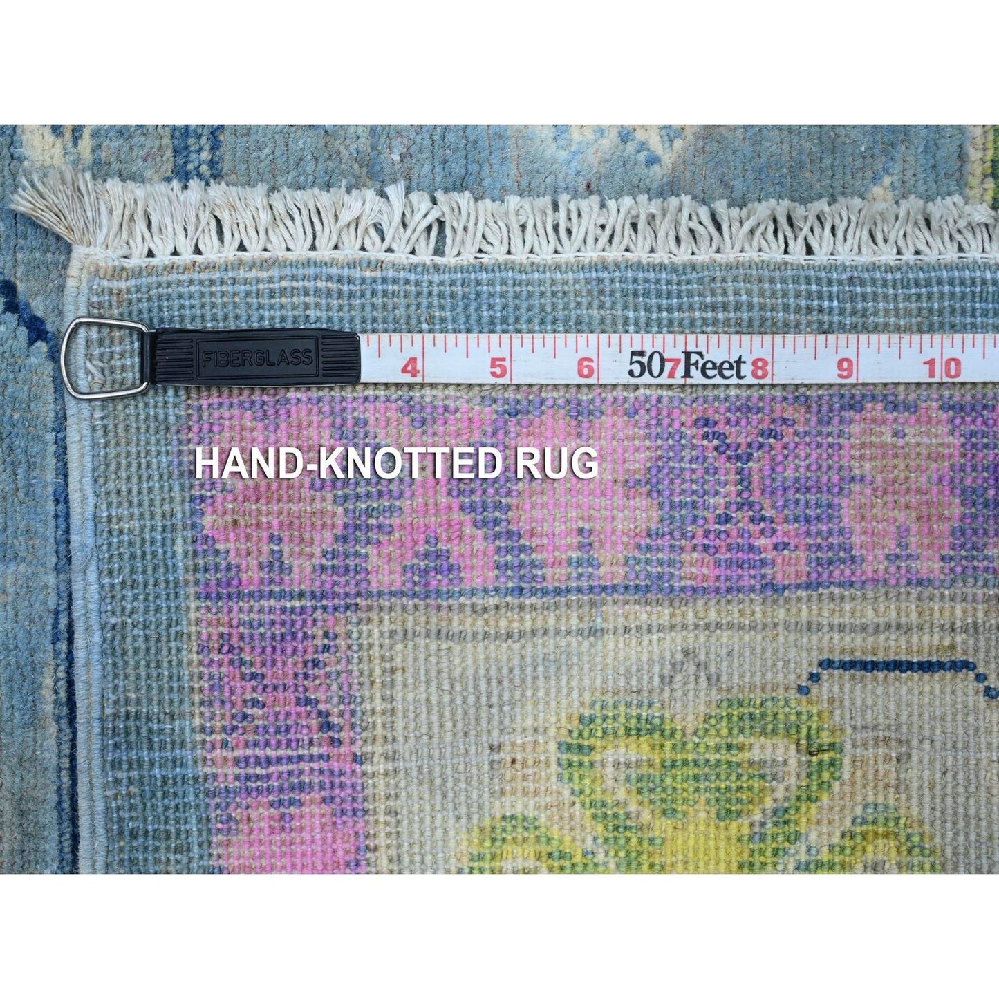 5'10"X8'10" Glaucous Gray Fusion Kazak Soft And Shiny Wool Oriental Rug