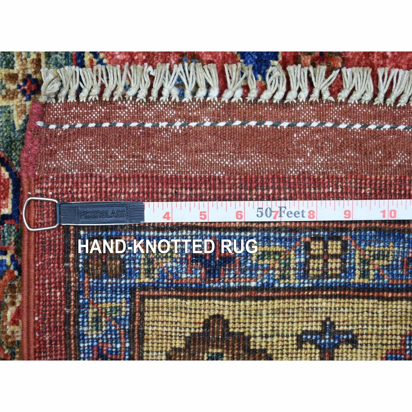 5'7"X7'7" Red Afghan Ersari With Geometric Design Pure Wool Oriental Rug