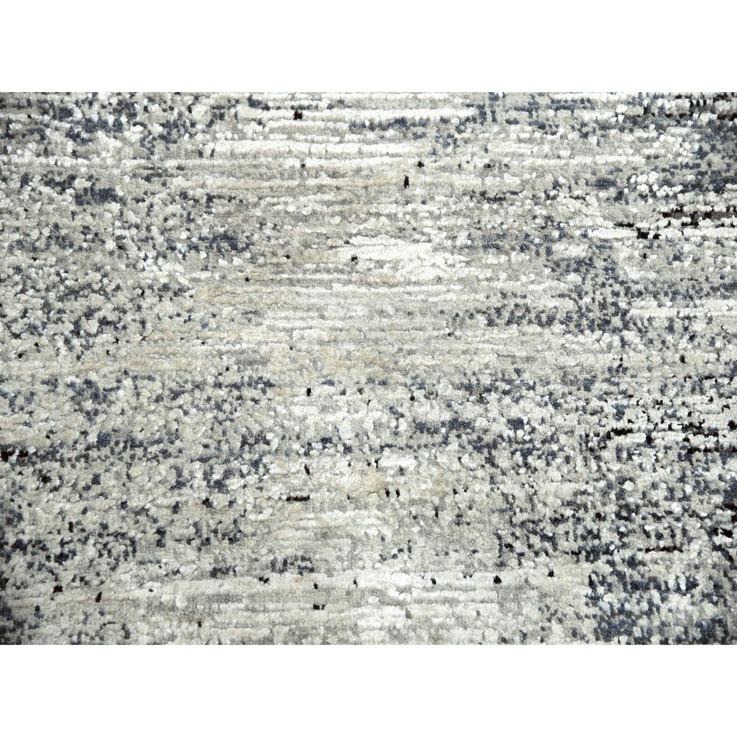 10'X10' Black Striae Design Wool And Silk Hand Knotted Round Rug