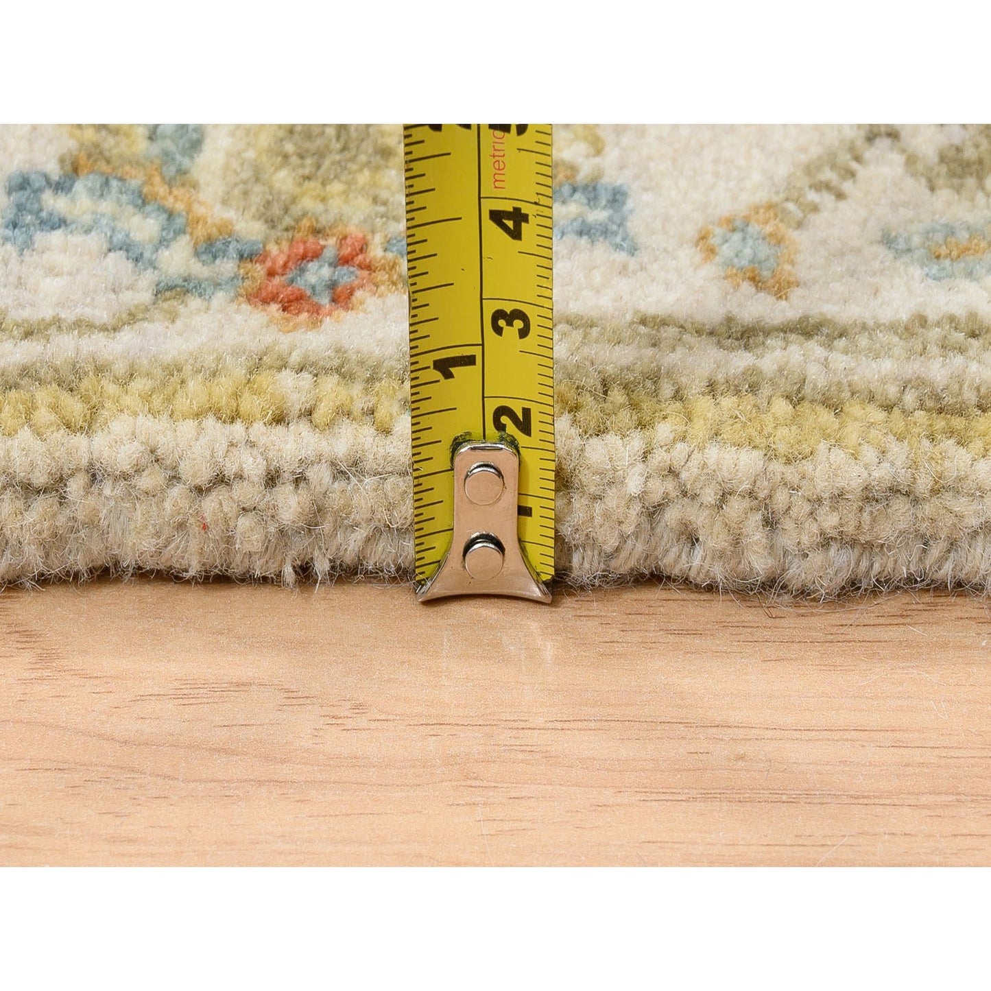 2'7"X9'9" Ivory Karjihooz Design Soft Wool Hand Knotted Runner Rug