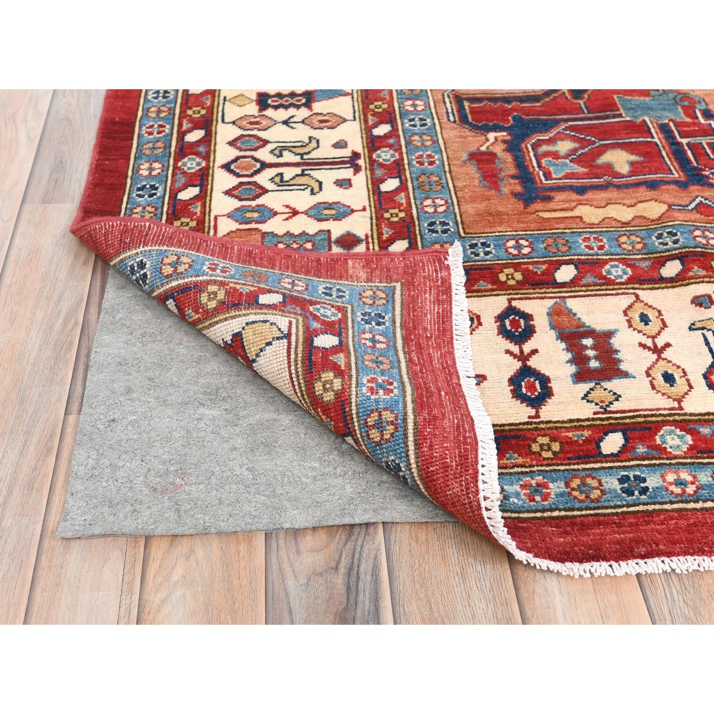 9'X12' Rich Red Medallion Design Natural Wool Hand Knotted Oriental Rug