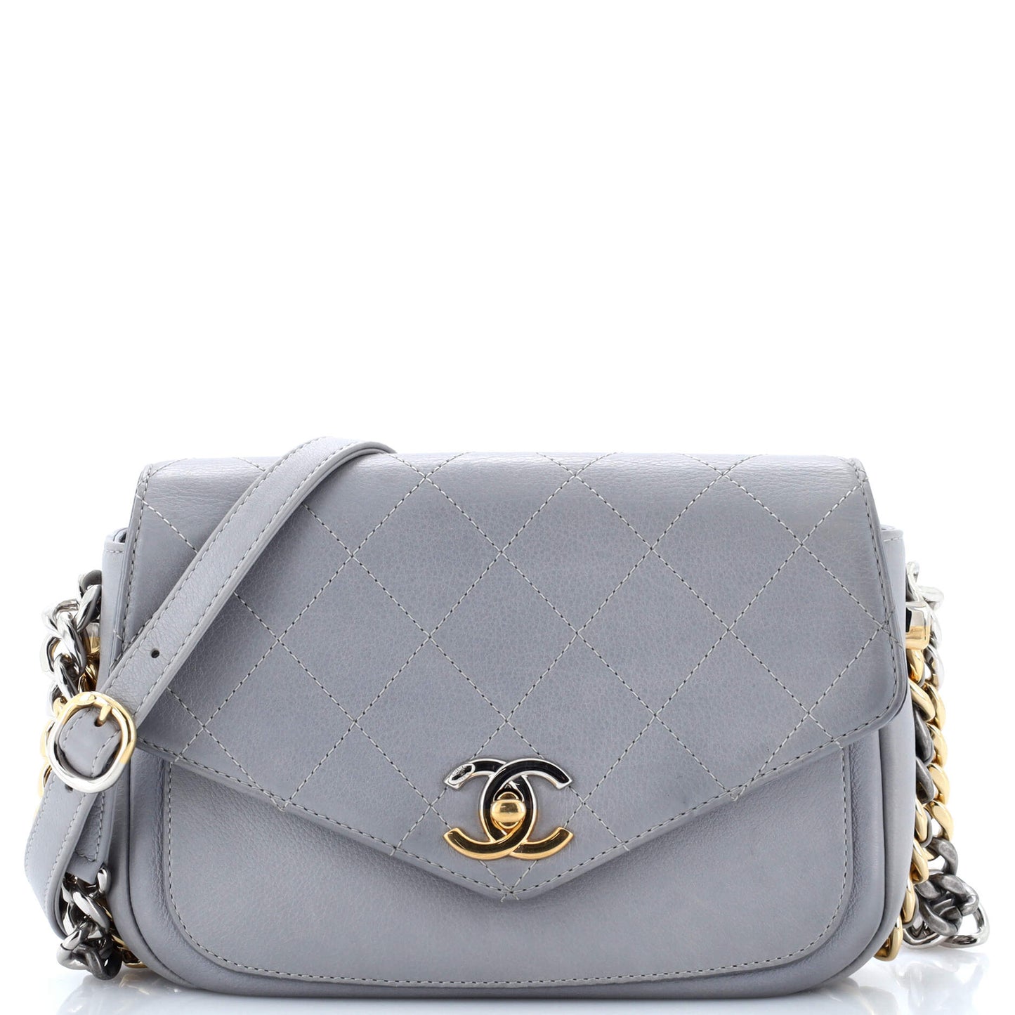 Chanel Two Tone Envelope Flap Bag Quilted Calfskin Medium