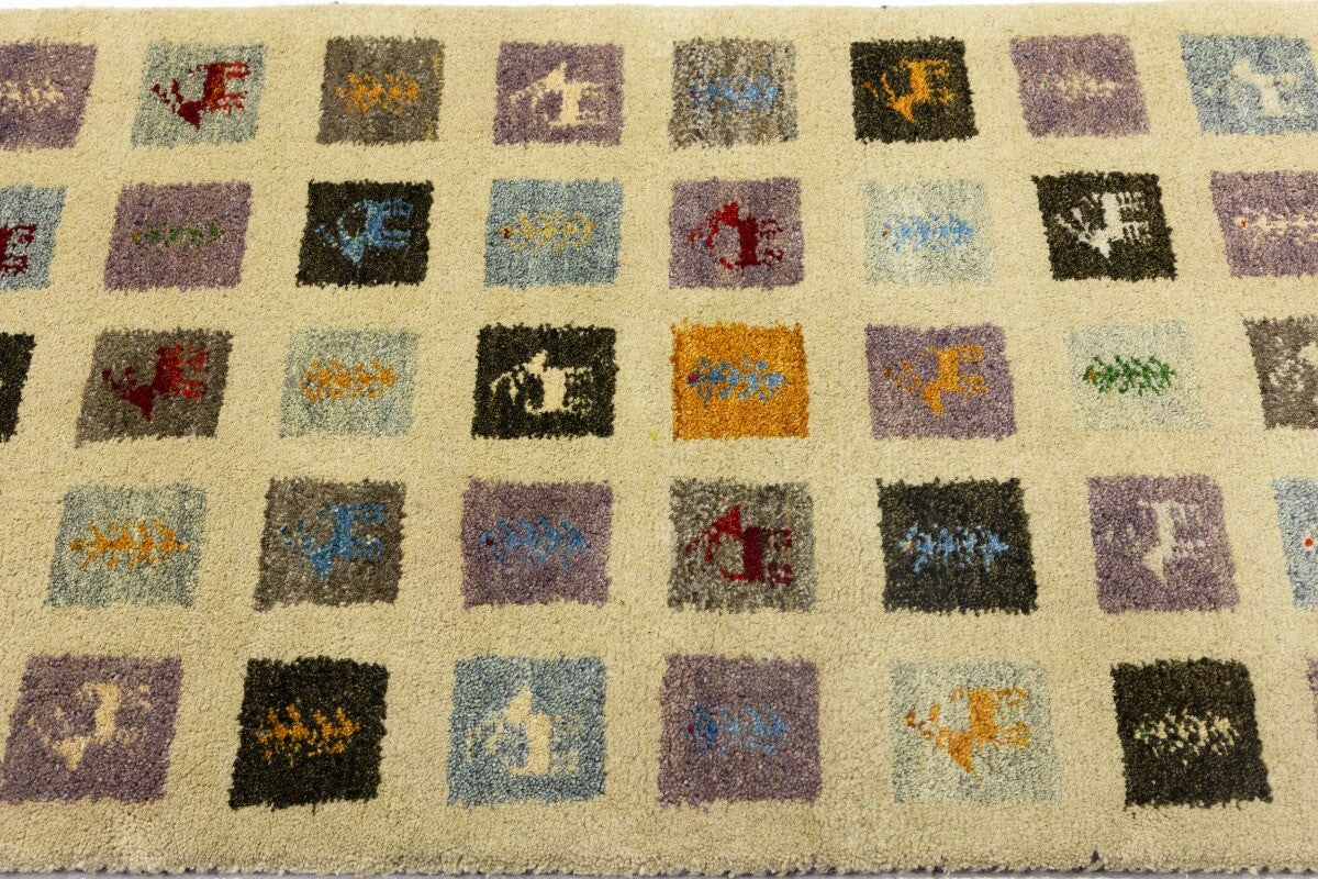 Indo-Gabbeh Pictorial Runner Rug Plush Oriental