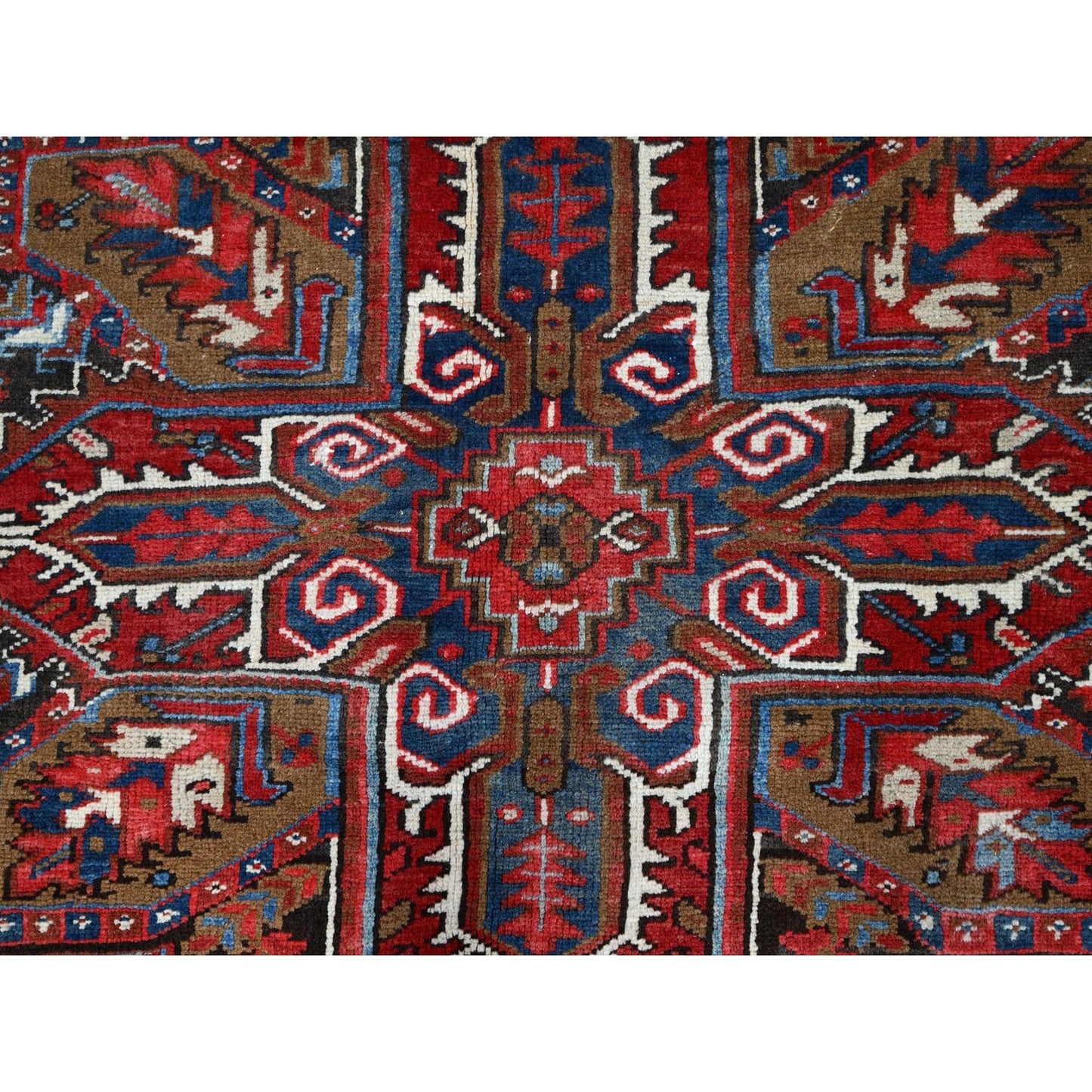 8'2"X10'10" Red Centre Geometric Medallion Cropped Thin Oriental Rug