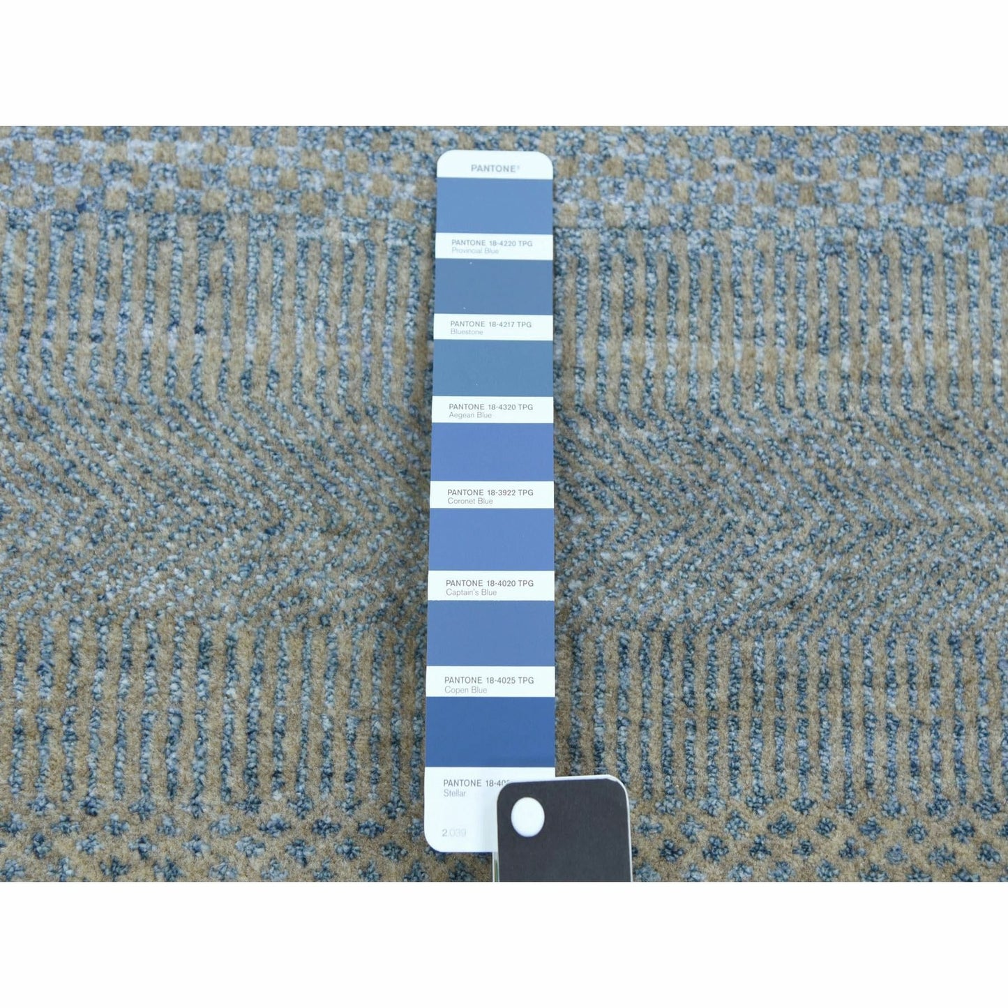 2'7"X16'4" Blue Wool And Silk Hand Knotted Modern Xl Runner Rug