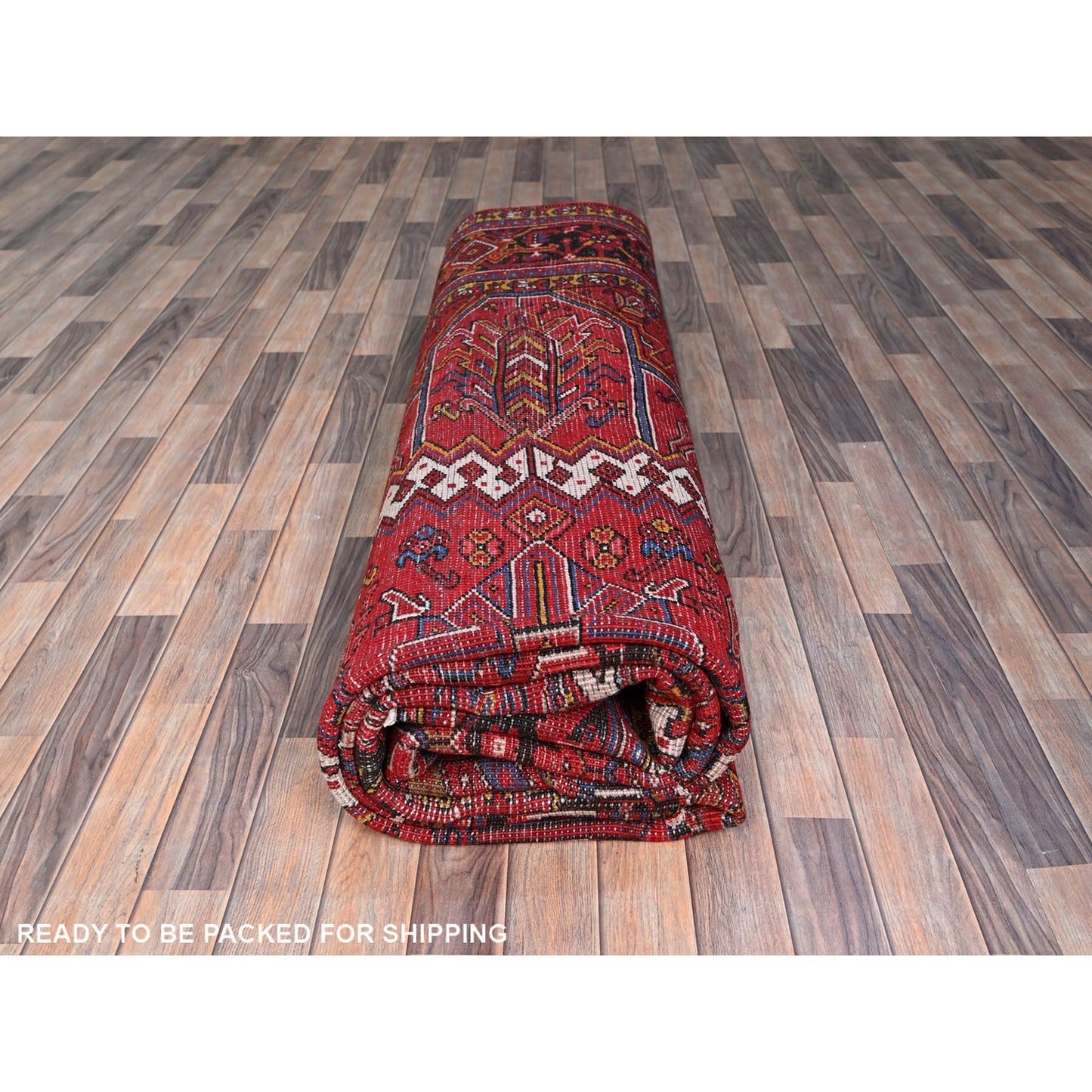 10'2"X13'8" Penn Red Hand Knotted All Wool Cropped Thin Oriental Rug
