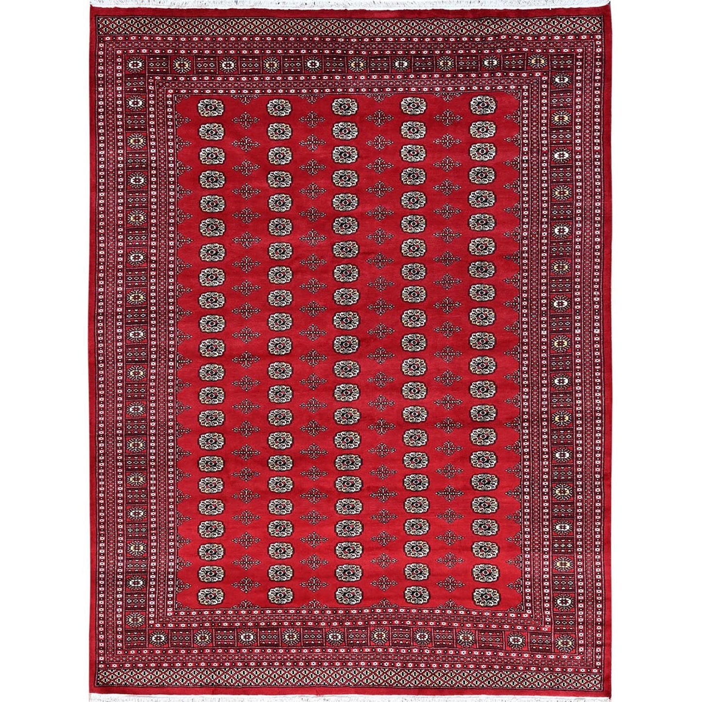 9'2"X12'4" Scarlet Red Princess Bokara Soft Wool Hand Knotted Rug