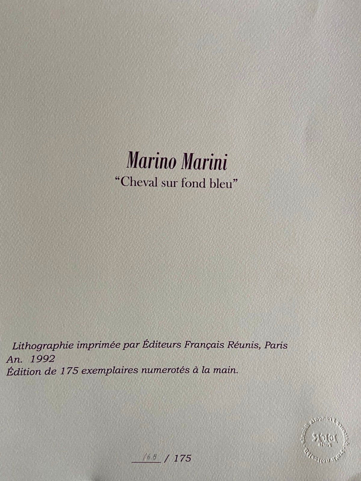 Marino Marini Lithograph Coa Hand Numbered 175Ex