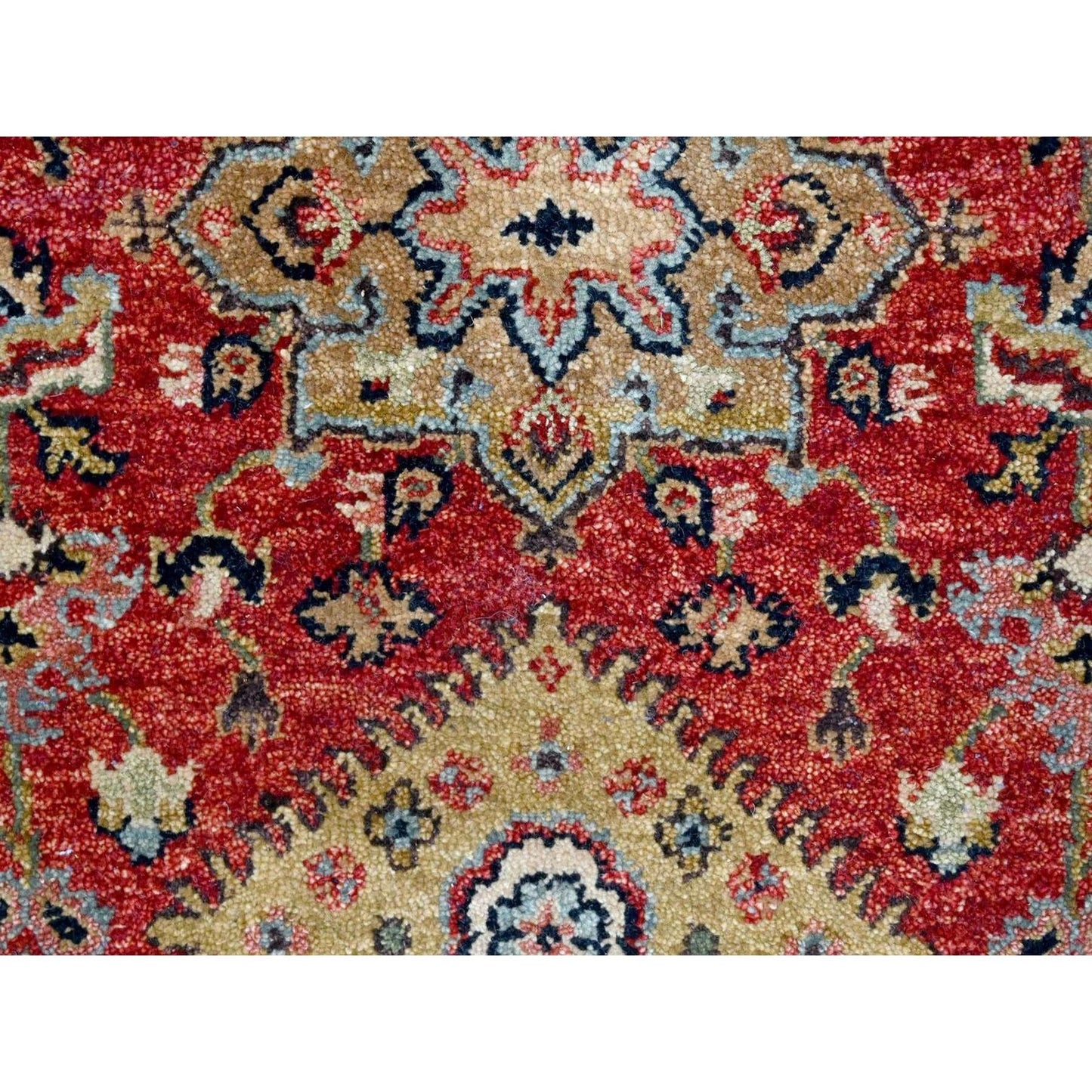 2'7"X8'2" Red Karjihooz Medallions Design Hand Knotted Soft Wool Runner
