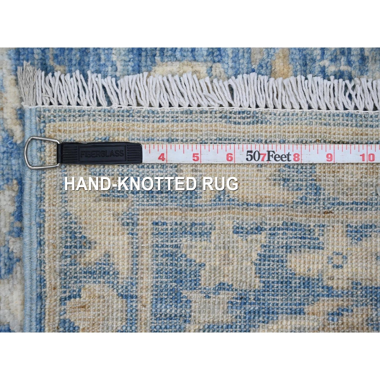 2'9"X11'5" Blue Washed Out Peshawar Wool Hand Knotted Runner Oriental Rug