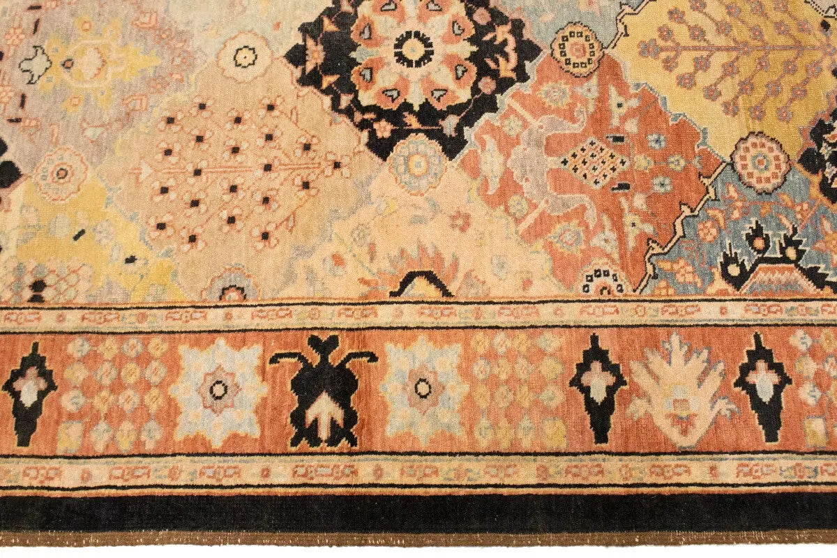 Distressed Ziegler Tribal Floral Rug Hand-Knotted