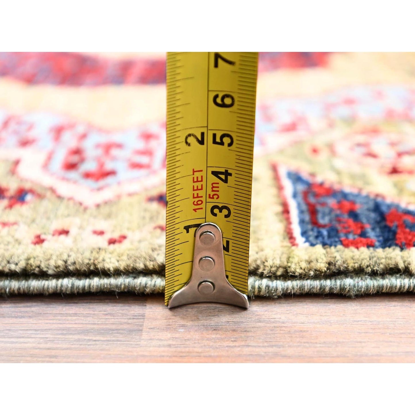 2'4"X24'7" Green Hand Knotted Mamluk Design Pure Wool Xl Runner Rug