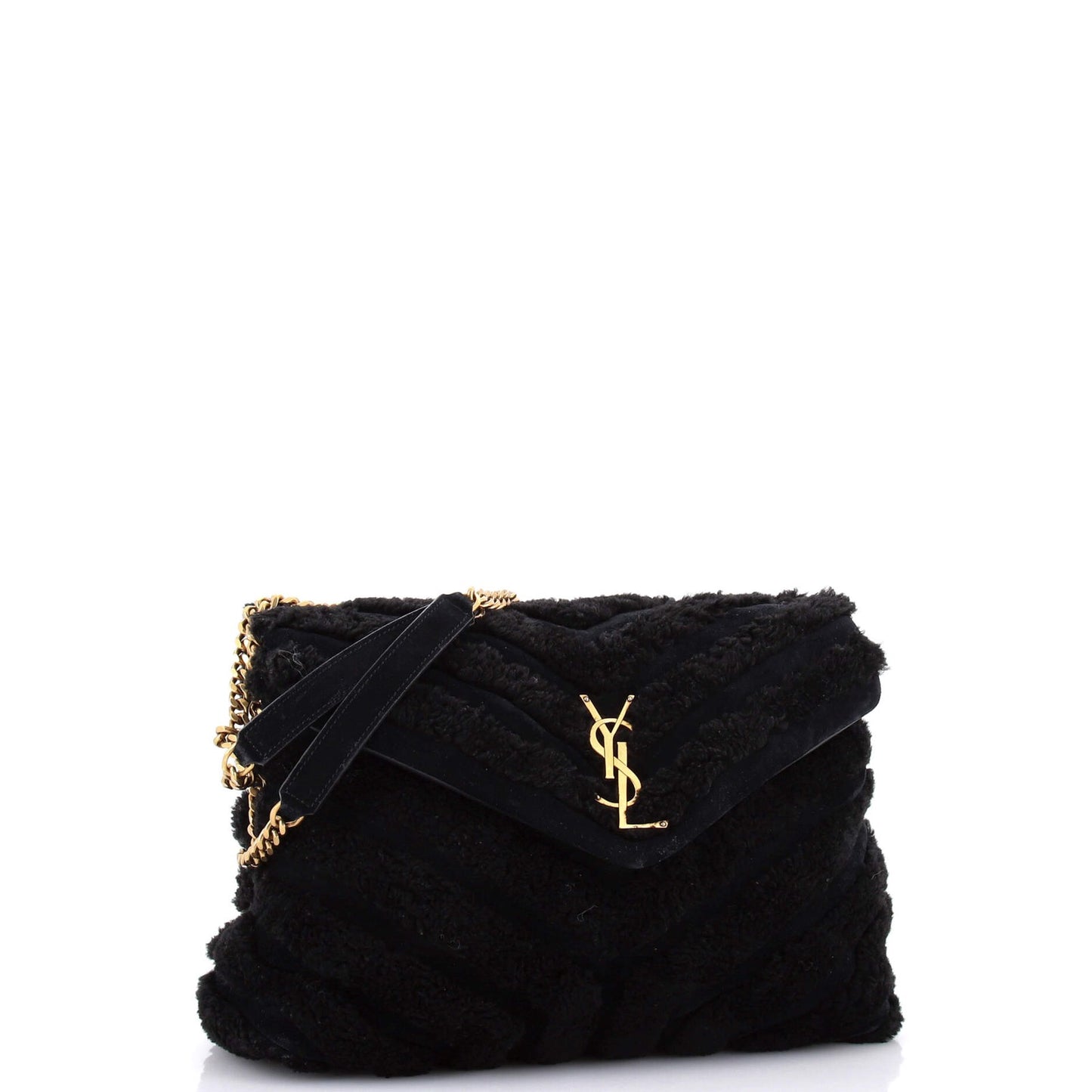 Saint Laurent Loulou Shoulder Bag Matelasse Chevron Shearling Medium