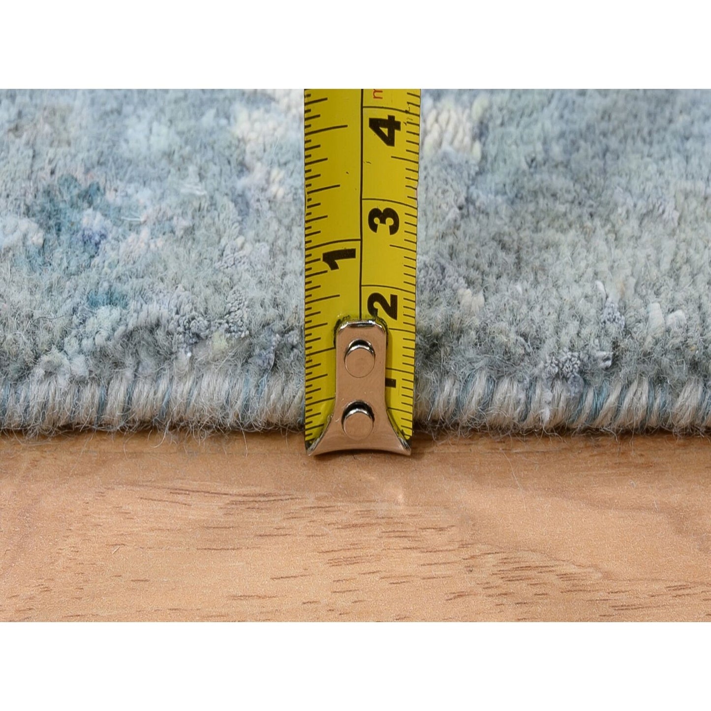 2'7"X8' Blue-Teal Farsian Tebraz Wool And Silk Hand Knotted Runner Rug