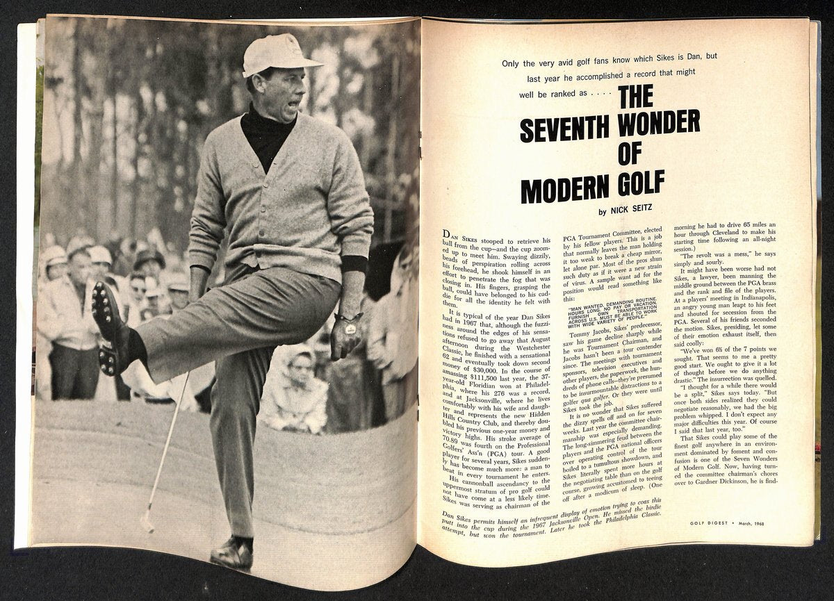 Arnold Palmer Signed/Autographed March 1968 Golf