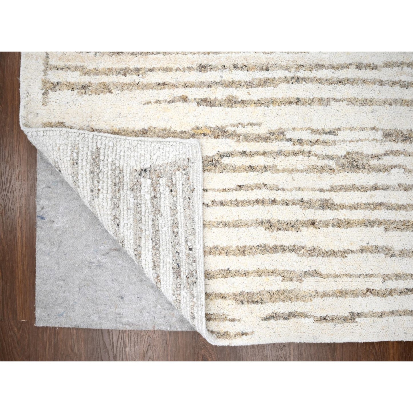 12'X14'10" Camel Brown Minimalist Hand Knotted Wool Oversize Oriental Rug