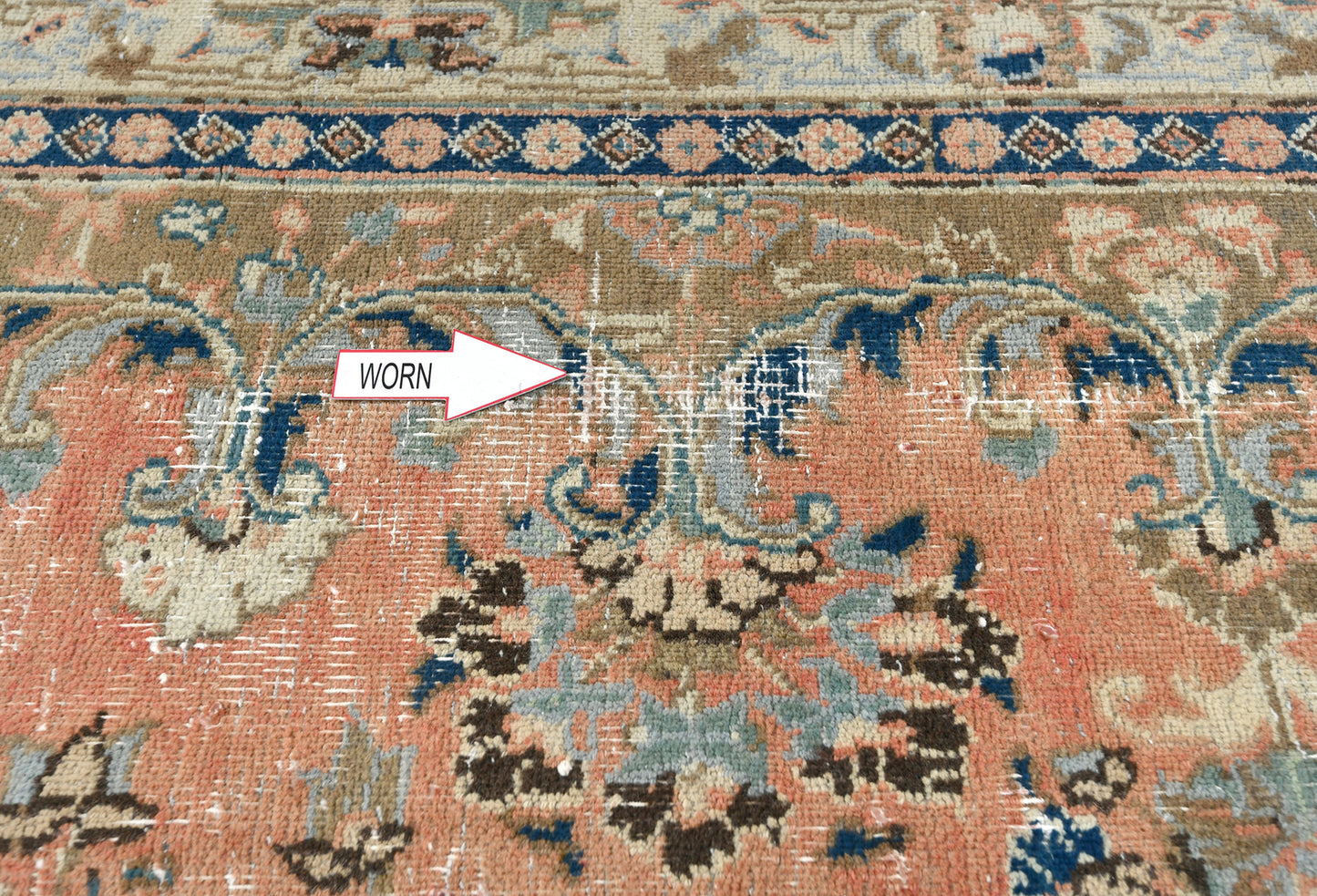 Antique Handmade Oriental Rug Muted Floral