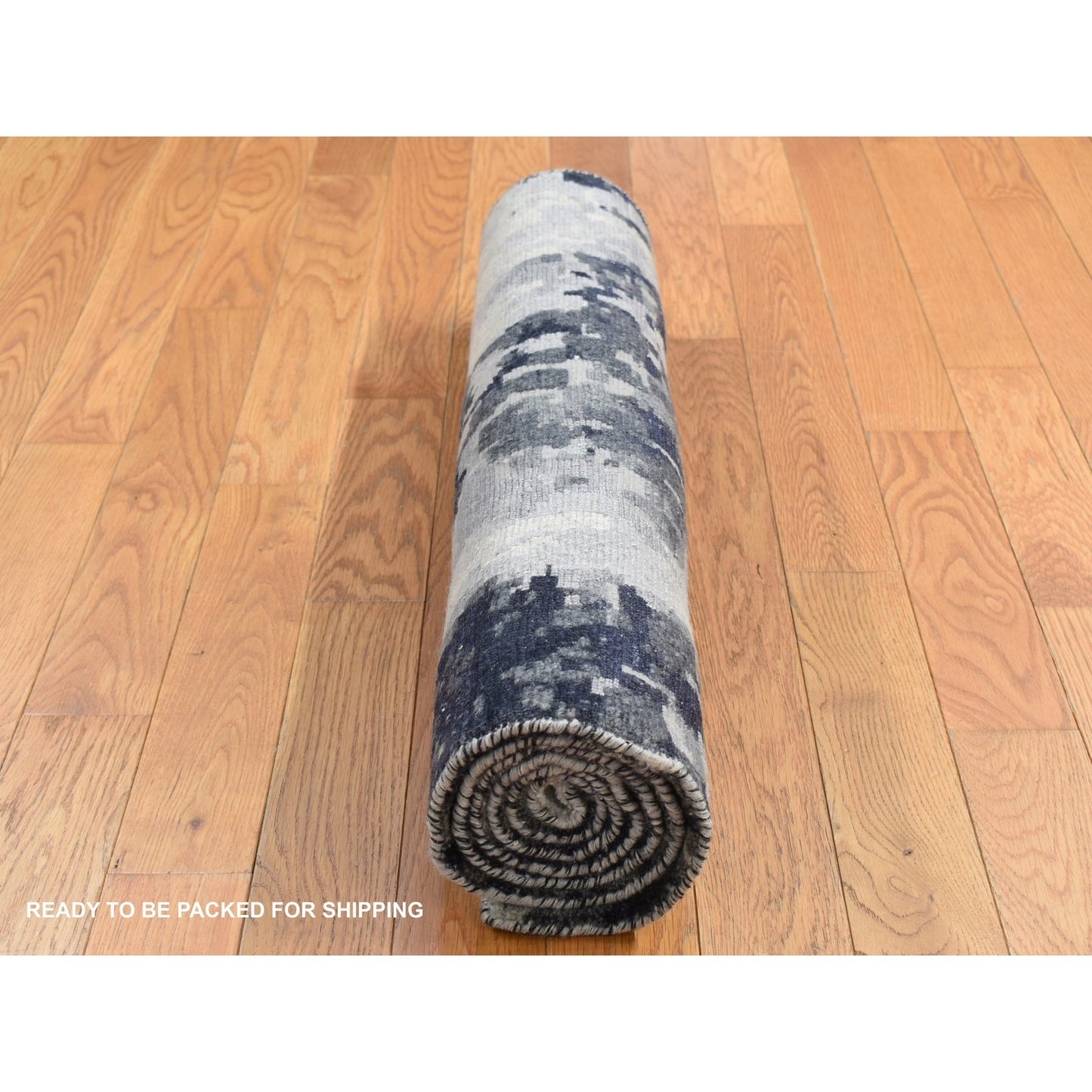 2'7"X5'9" Black Galaxy Design Wool And Silk Hand Knotted Runner Rug