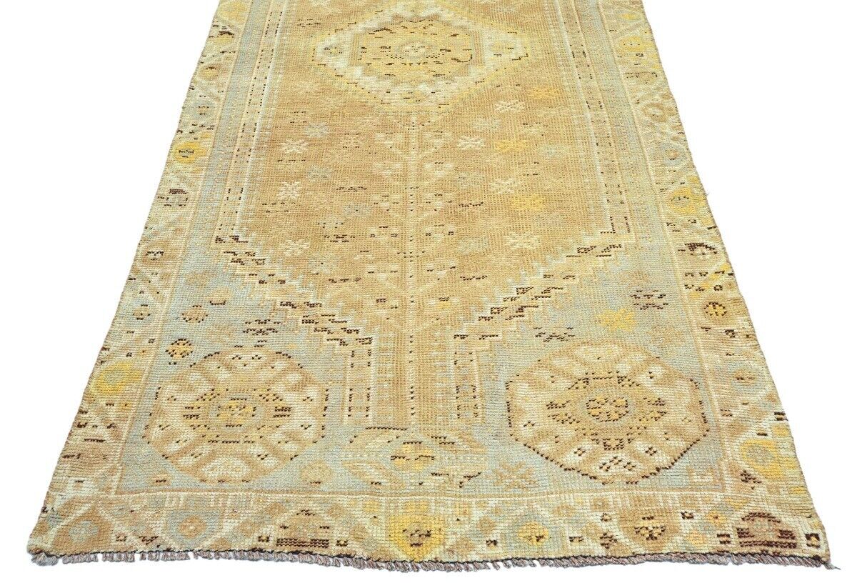 4X9 Ft Vintage Wool Tribal Runner Rug Distressed