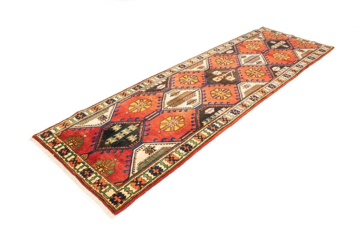 Handmade Vintage Rusty Red Oriental Runner Rug