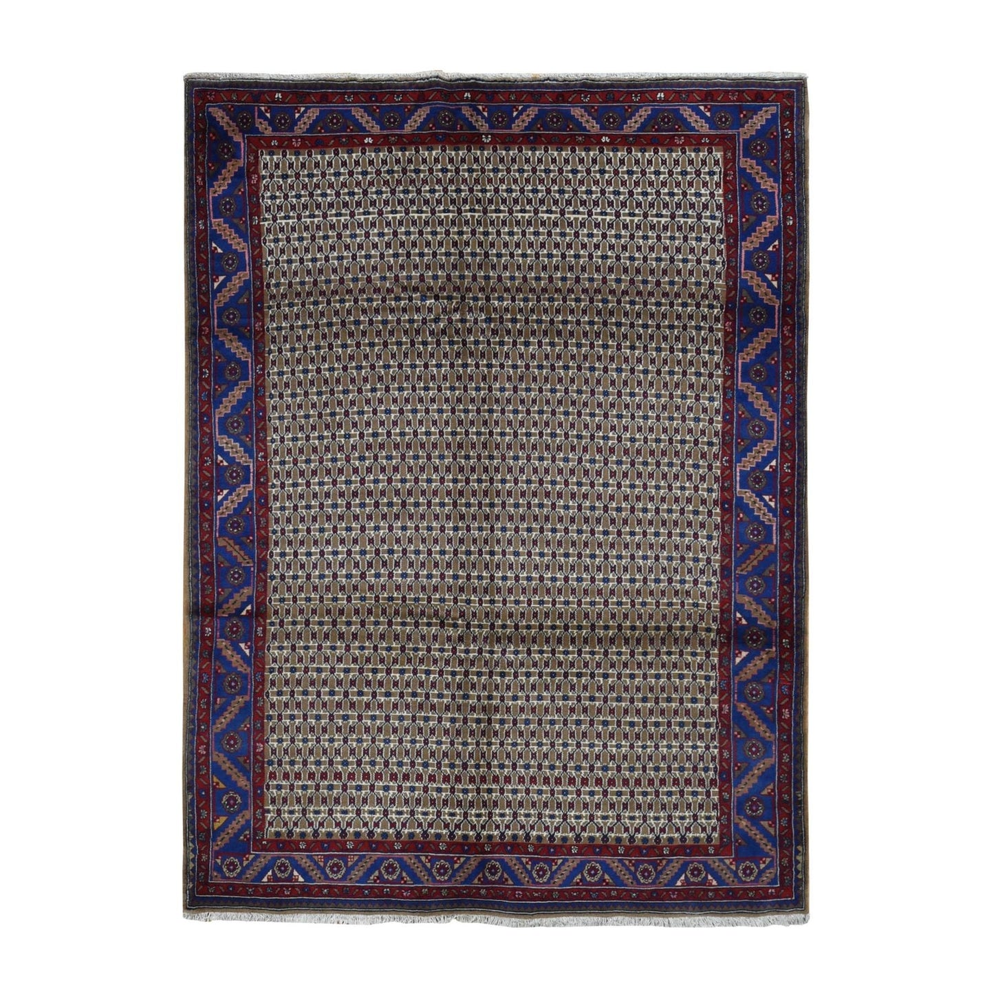 6'8"X9'1" Brown New Zoroastrian Serrib Pure Wool Hand Knotted Rug