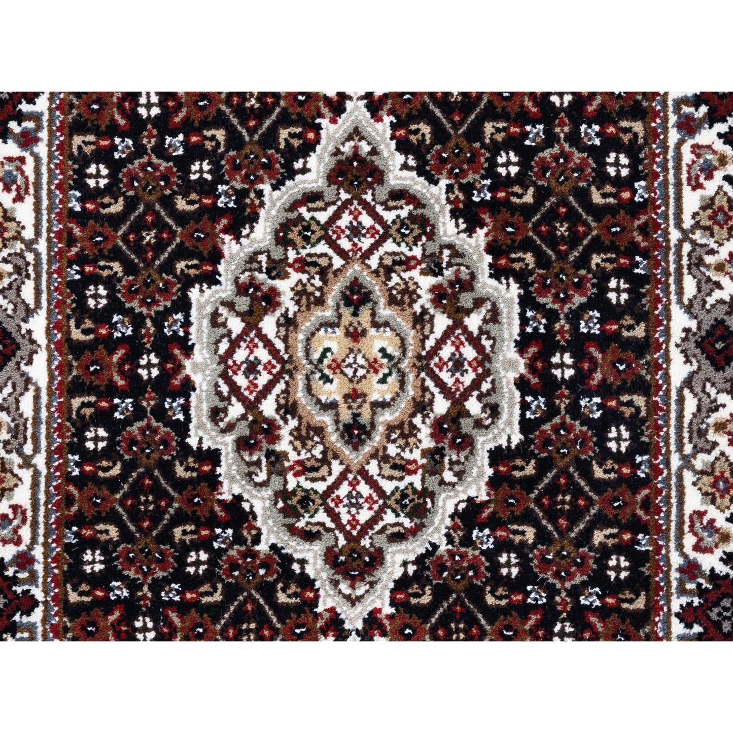 2'1"X8' Black Tebraz Mahi Fish Design Hand Knotted Wool-Silk Runner Rug