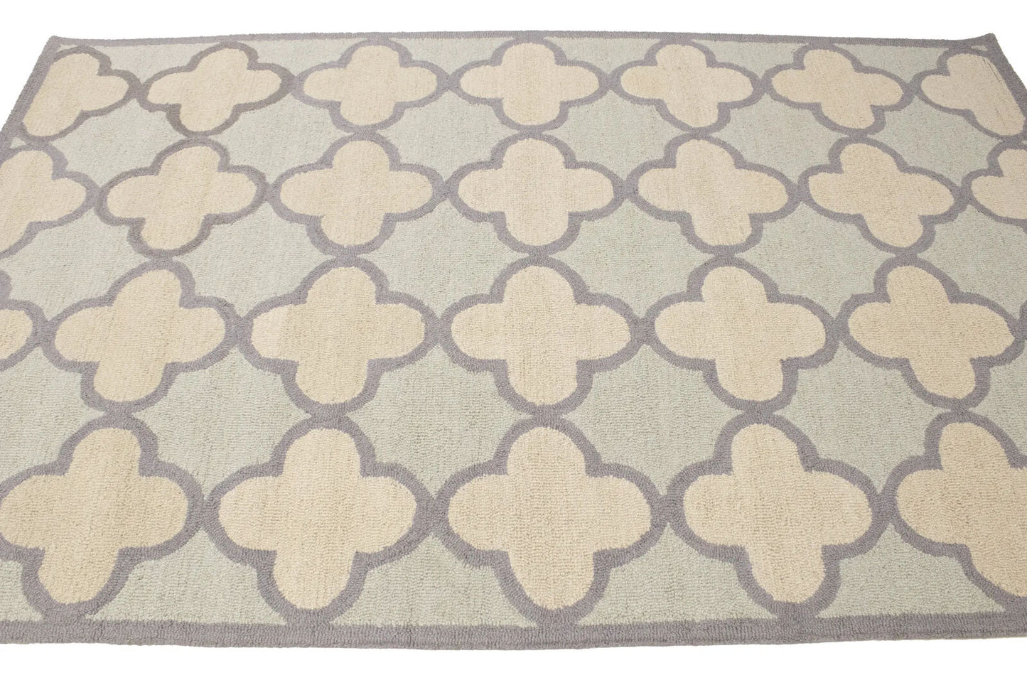 Cream & Mauve Trellis Design 5X8 Hand-Tufted
