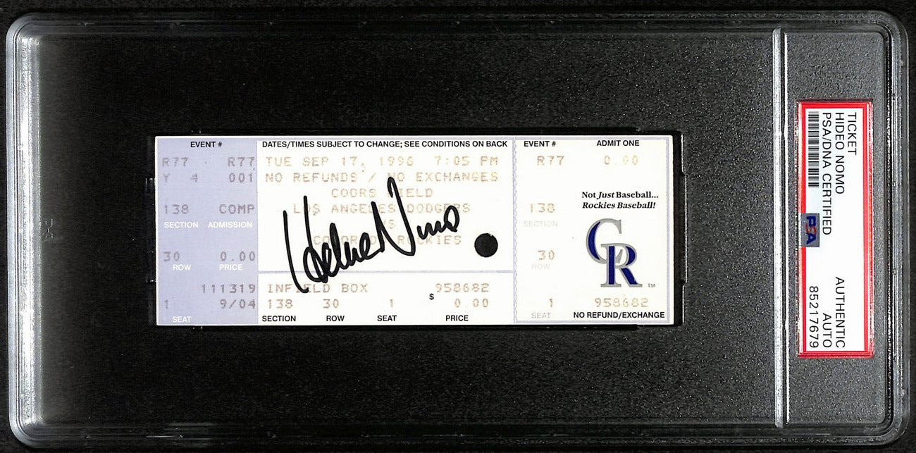 Hideo Nomo Signed Sept 17, 1996 Full Ticket