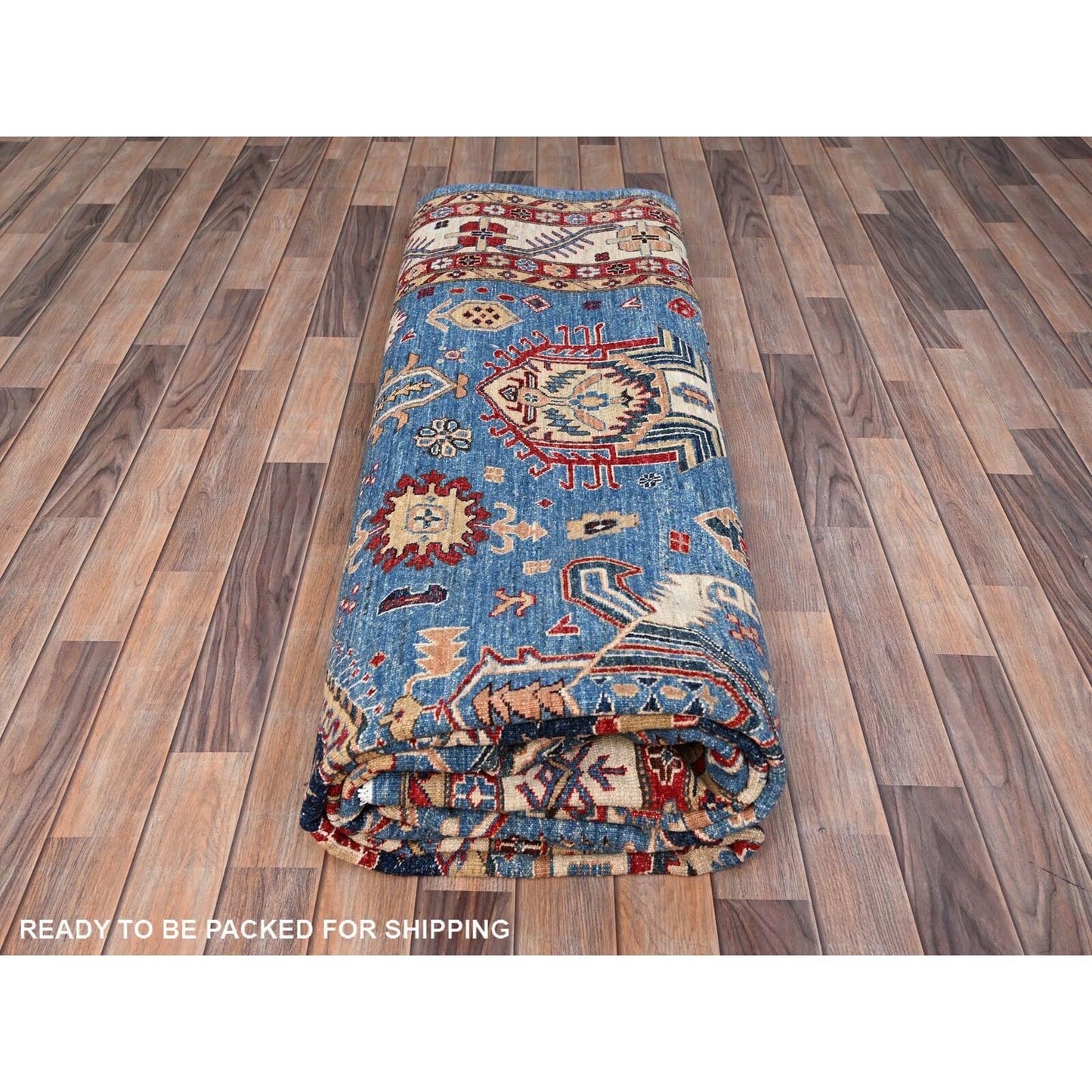 10'X13'5" Crystal Teal Blue Super Kazak Tribal Medallion Oriental Rug