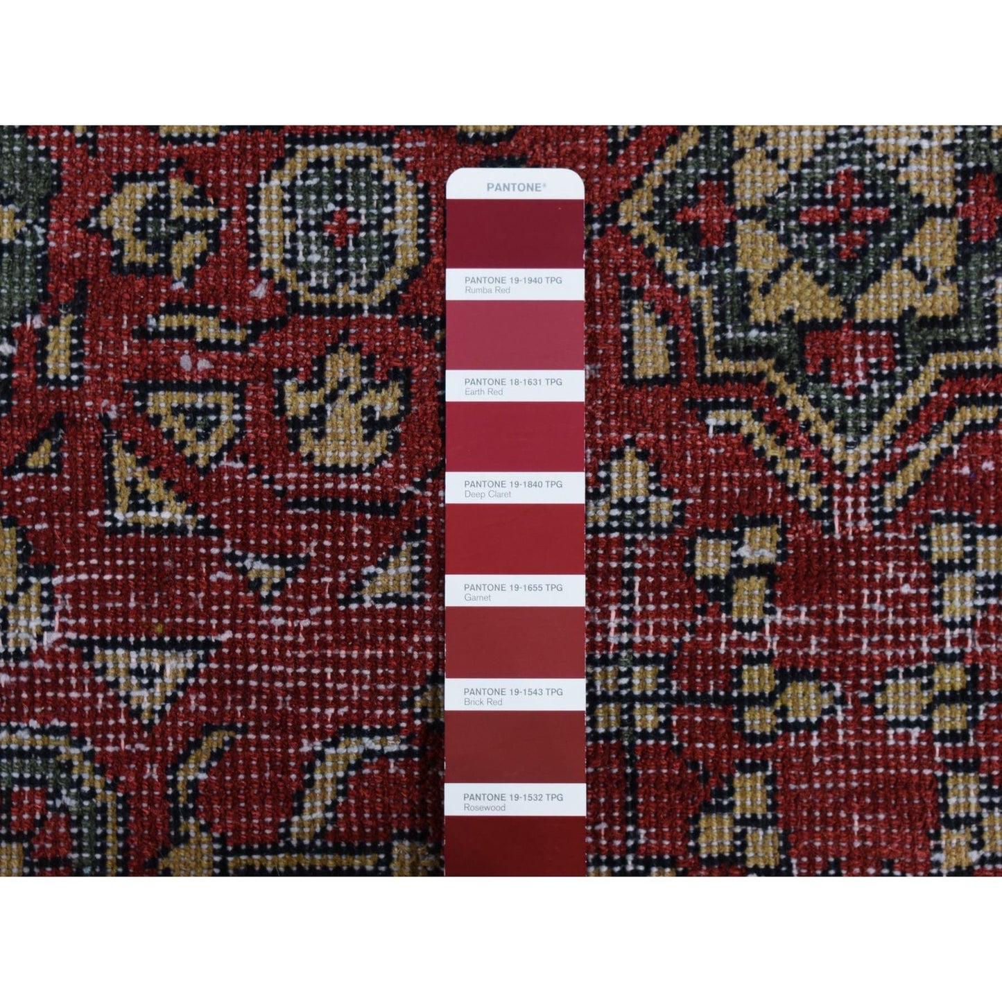 9'X12' Red Vintage Look Mamluk Worn Wool Hand Knotted Rug