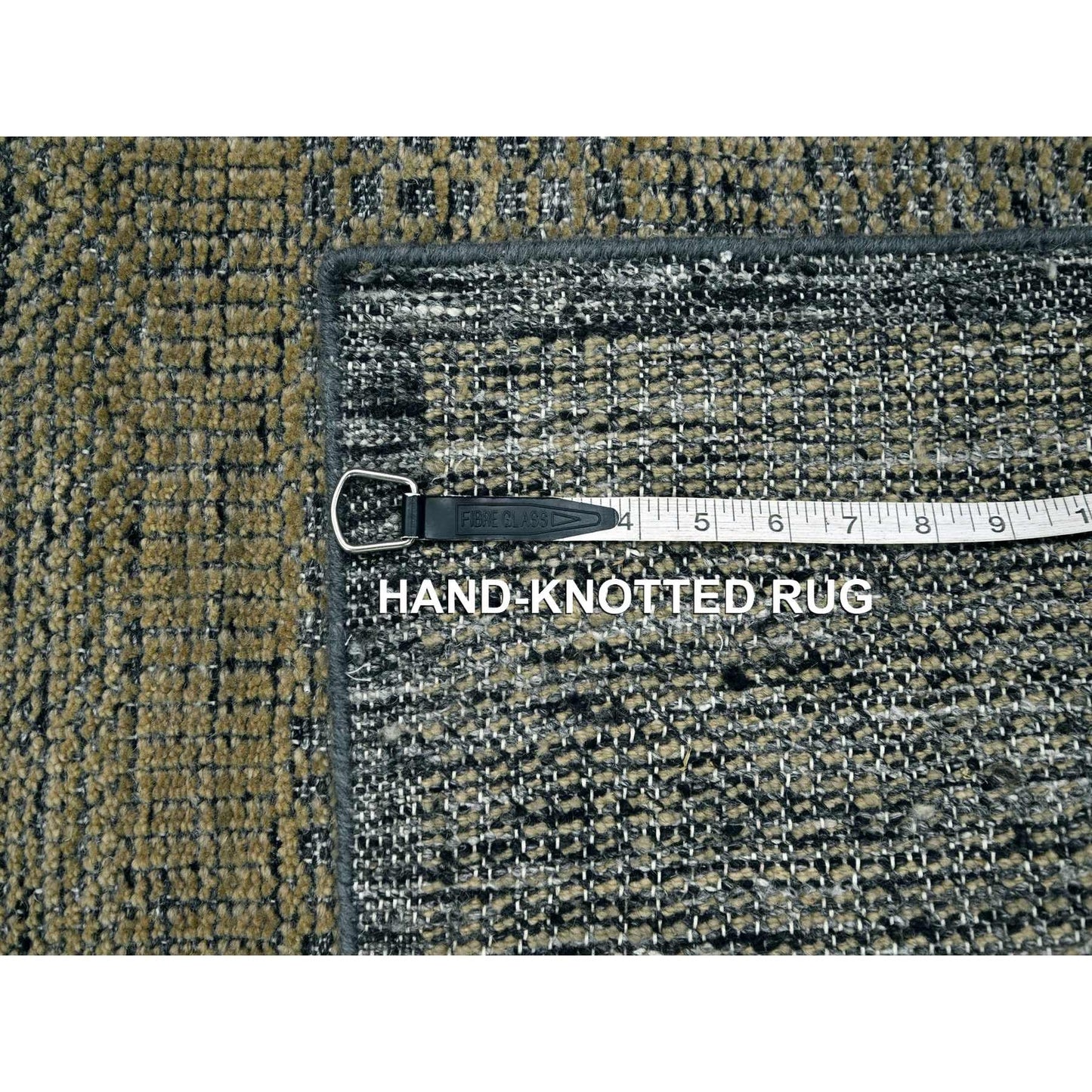 2'6"X8' Black & Brown Oxidized Grass Design Wool Hand Knotted Runner Rug