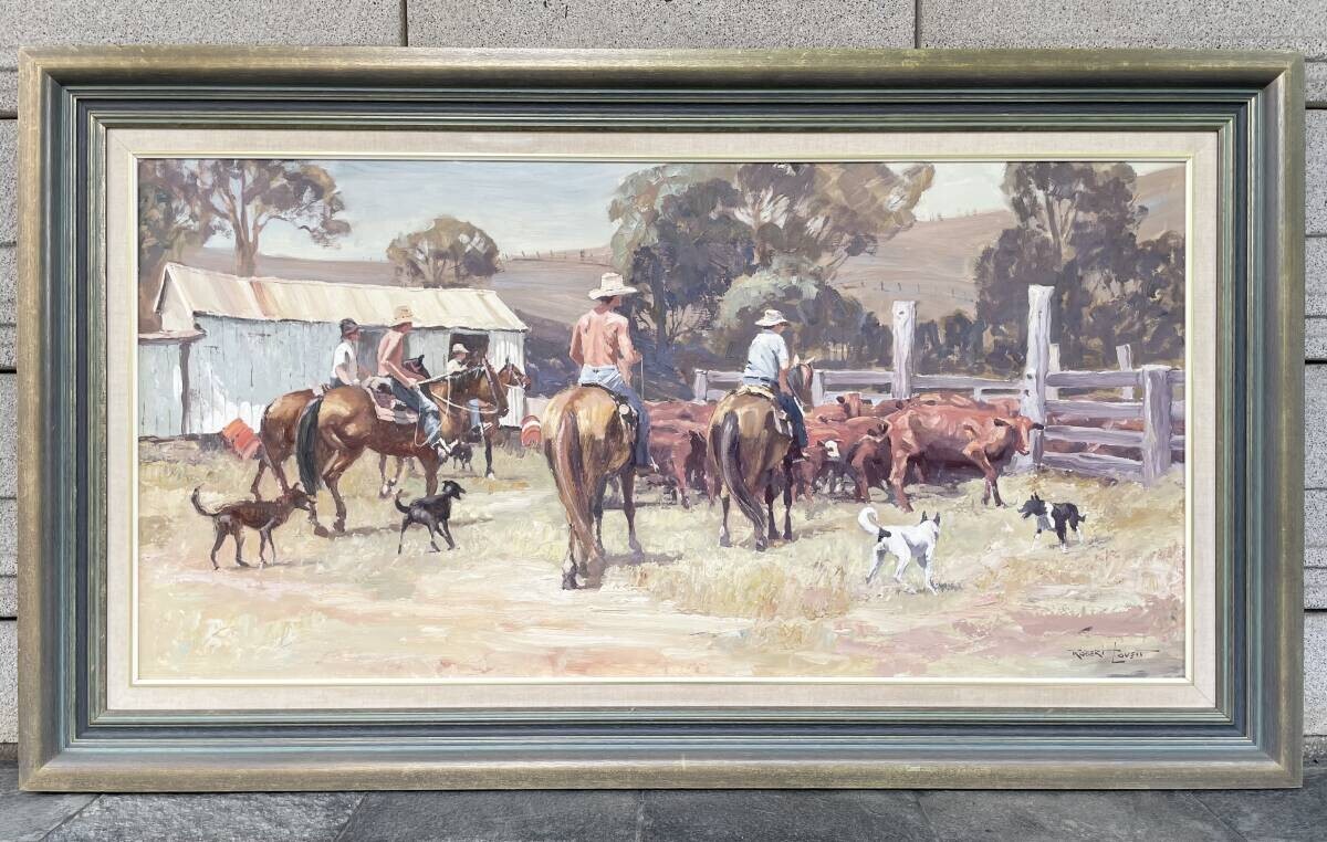 Robert Lovett (Australian) 56In Original Oil Painting End Of The Rounder Framed