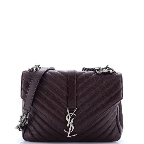 Saint Laurent Classic Monogram College Bag Matelasse Chevron Leather Medium