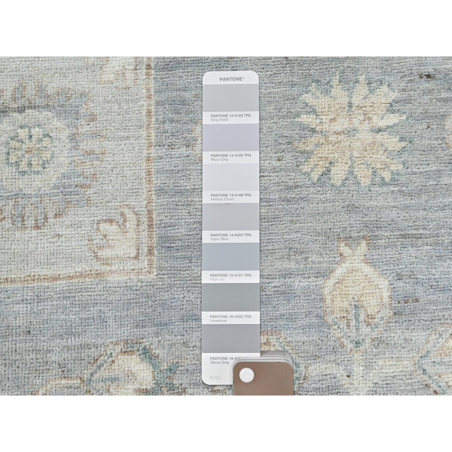 9'1"X12' Misty Gray Afghan Peshawar Soft Wool Hand Knotted Rug