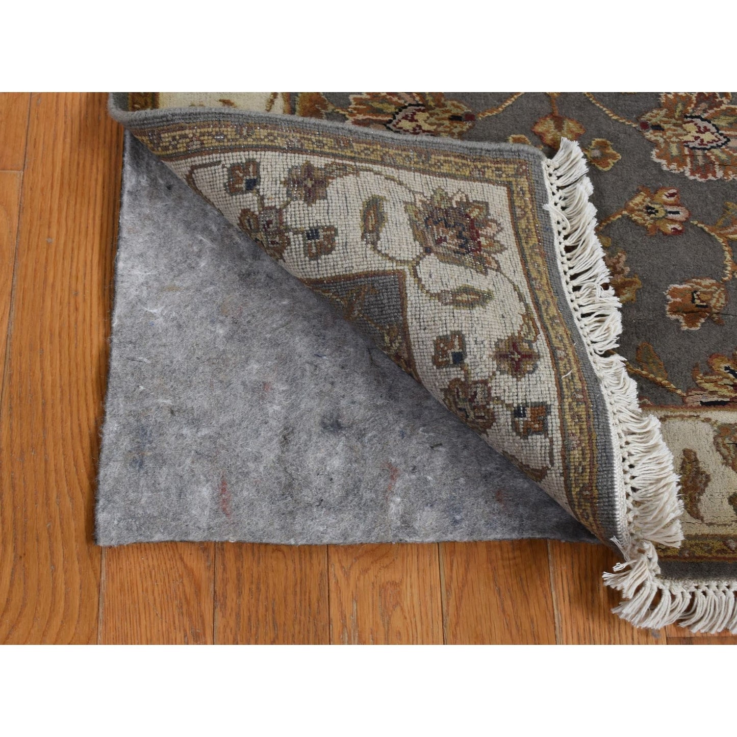 2'6"X20' Gray Rajasthan Design Wool And Silk Hand Knotted Xl Runner Rug