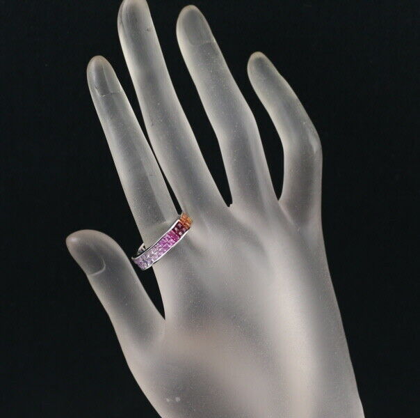 Sapphire 2.87Ct Green Garnet Ruby Full Eternity Ring 18K 750 White Gold