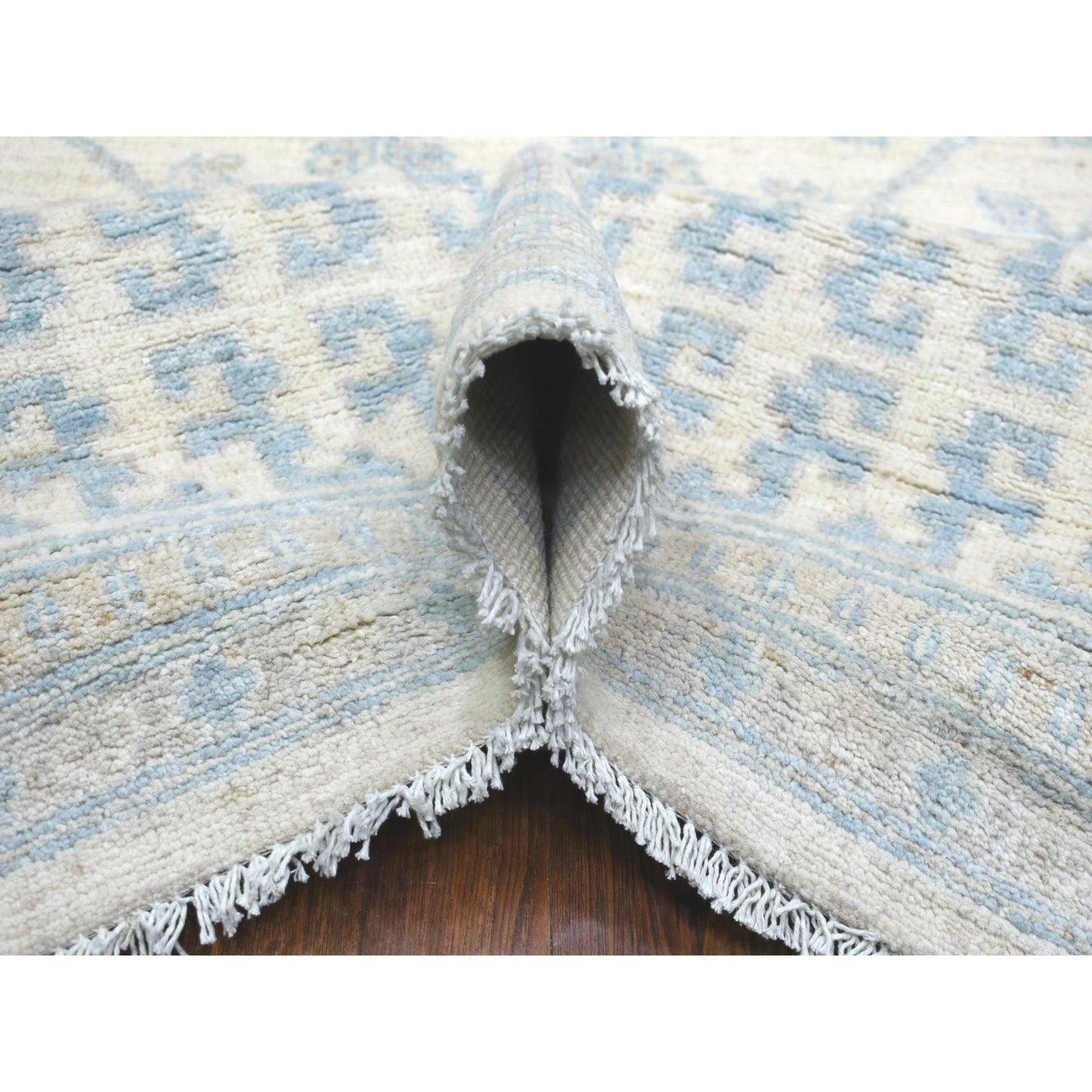 9'X11' Ivory Milk Wash Peshawar, Hand Knotted Pure Wool Natural Dyes, Rug