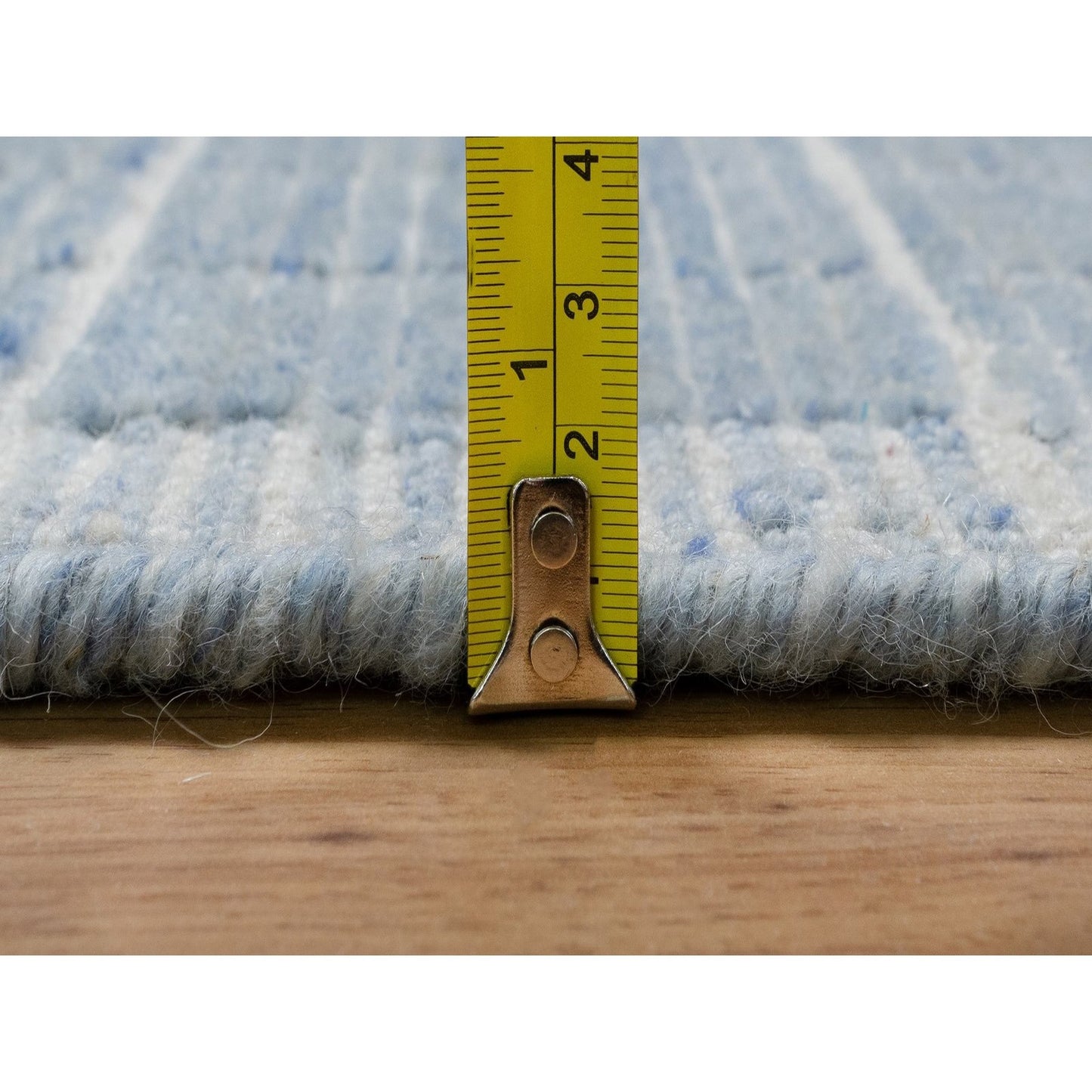 9'1"X12' Stone Blue,Modern Plain Decor Box Design Wool Loomed Knotted Rug