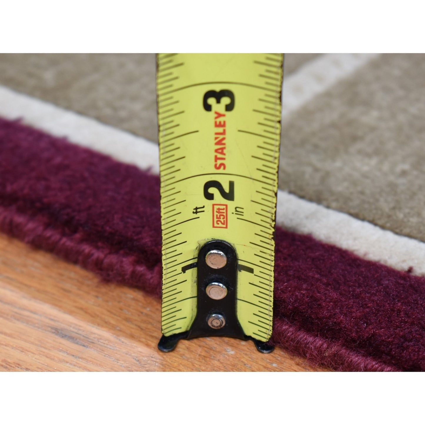 10'X13'9" Ivory Hand Knotted Modern Block Design Pure Wool Rug