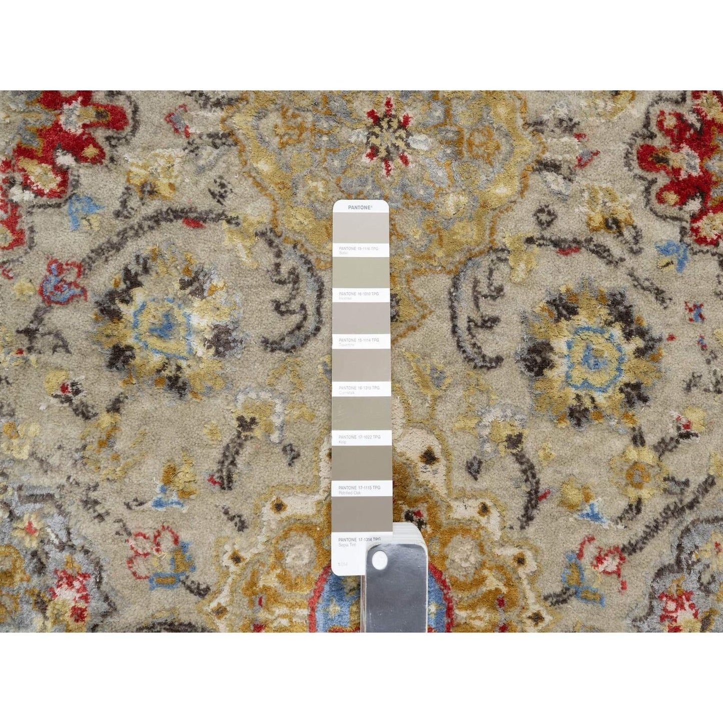 2'7"X26' Beige The Sunset Rosettes Wool And Silk Hand Knotted Runner Rug