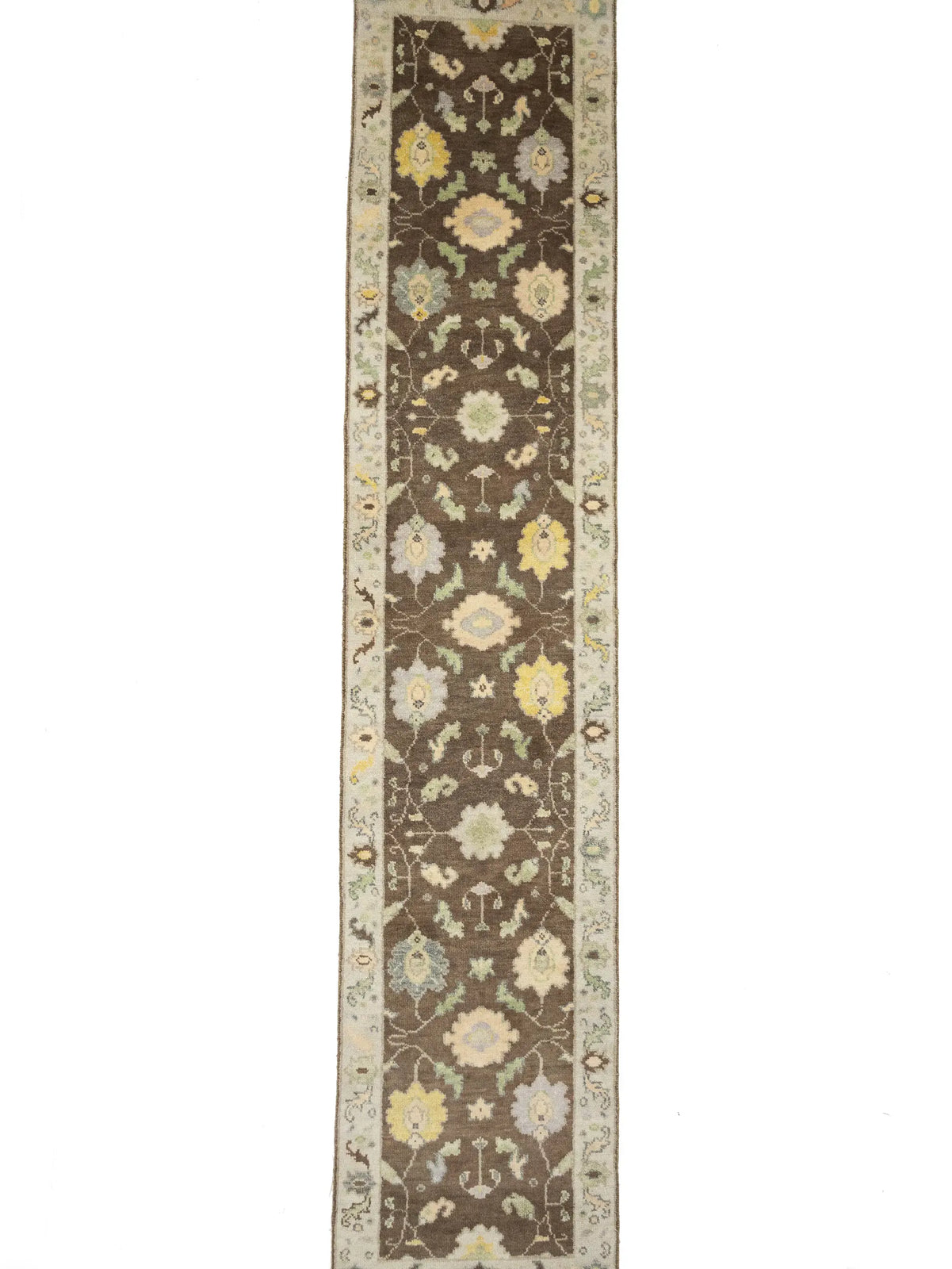 Oushak Chobi Oriental Runner Rug Brown Floral