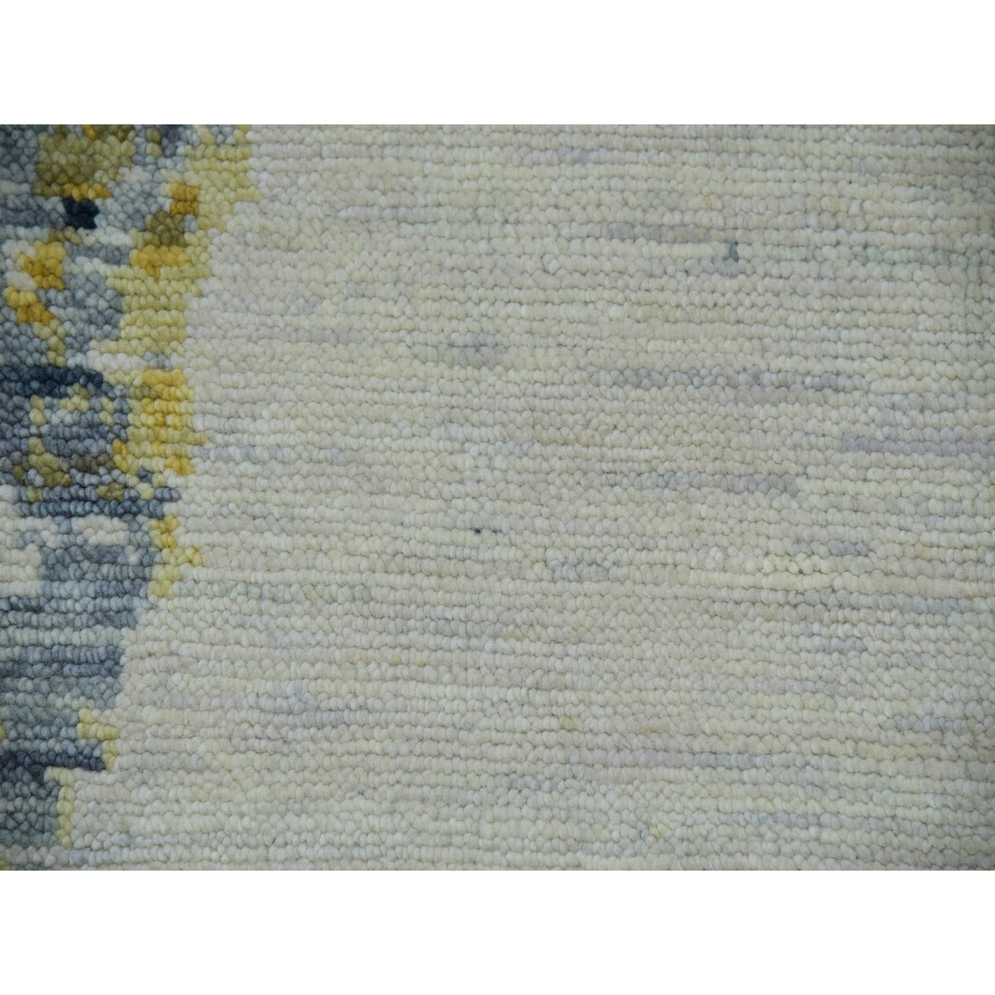 12'1"X13'10" White Abstract Design 100% Wool Hand Knotted Oversized Rug