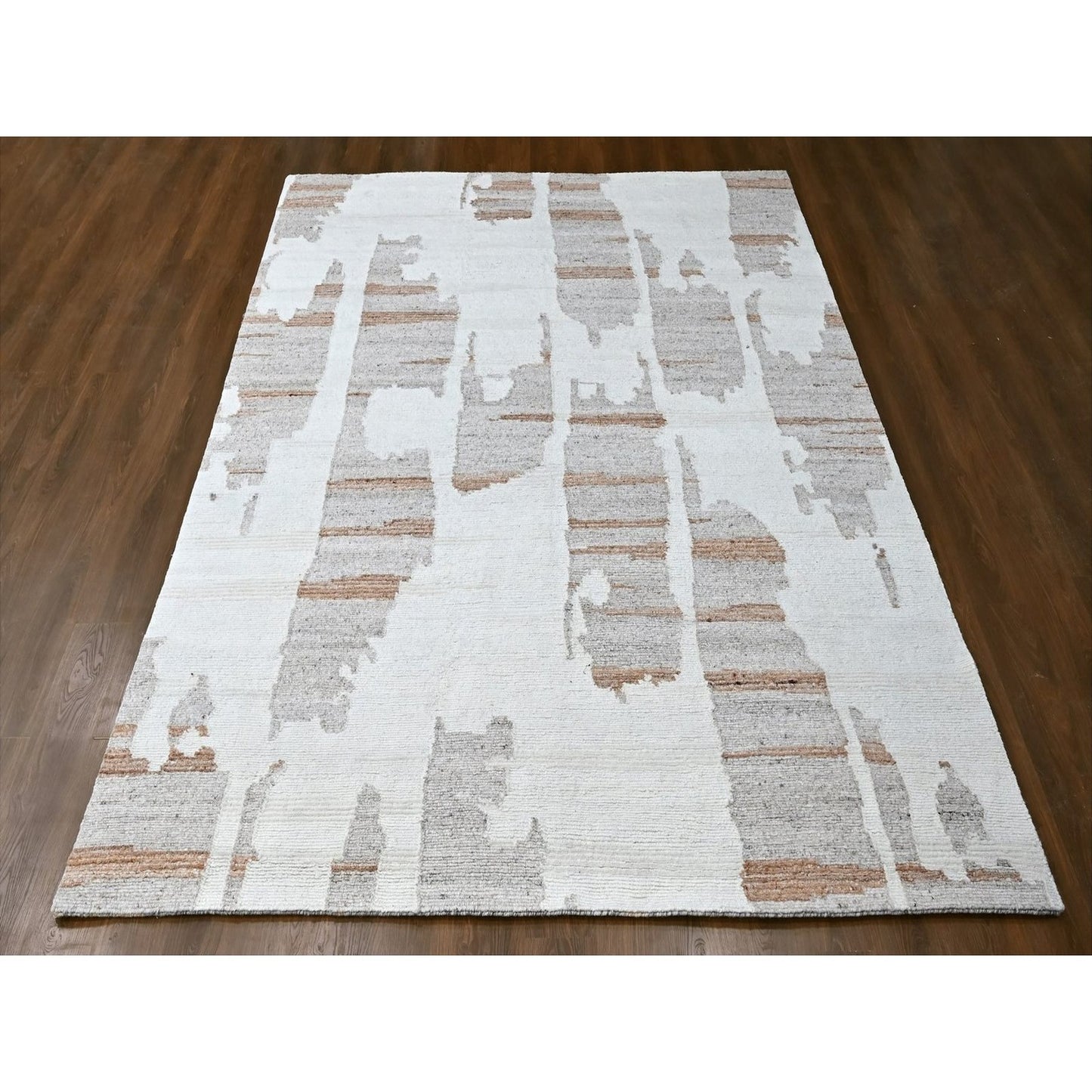 9'2"X12' Ivory Hand Knotted Minimalist Swedish Design Flat Weave Wool Rug