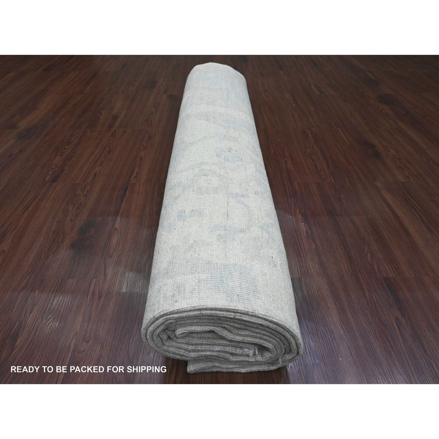 9'10"X13'9" Gray Afghan Angora Oushak Leaf Design Hand Knotted Wool Rug