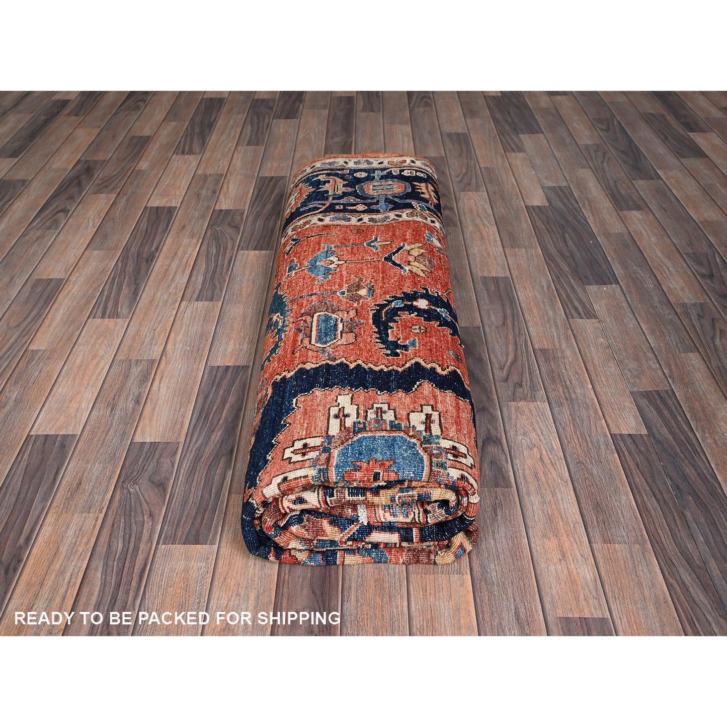 8'1"X10' Rust Red Antique Heris Design Hand Knotted High Mountain Wool Rug