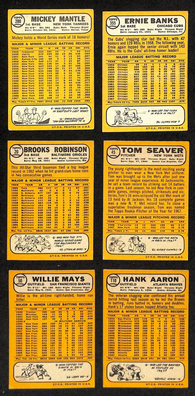 1968 Topps Baseball Card Complete Set (1-598)