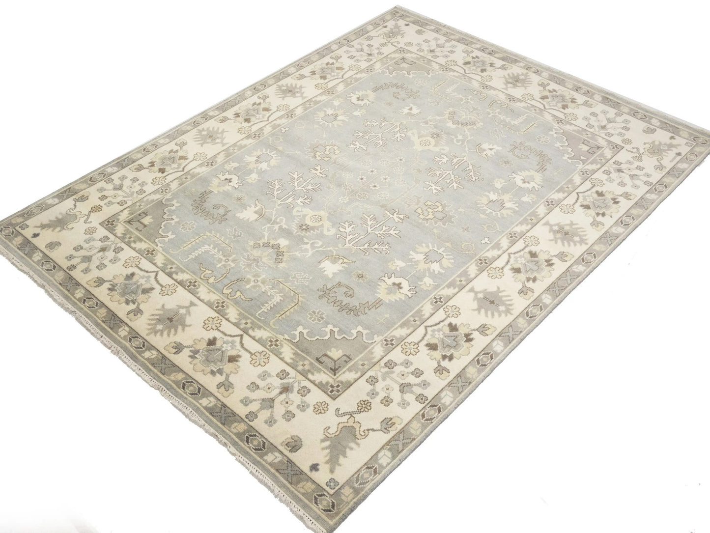 Handmade Floral Muted Colors Oushak Chobi
